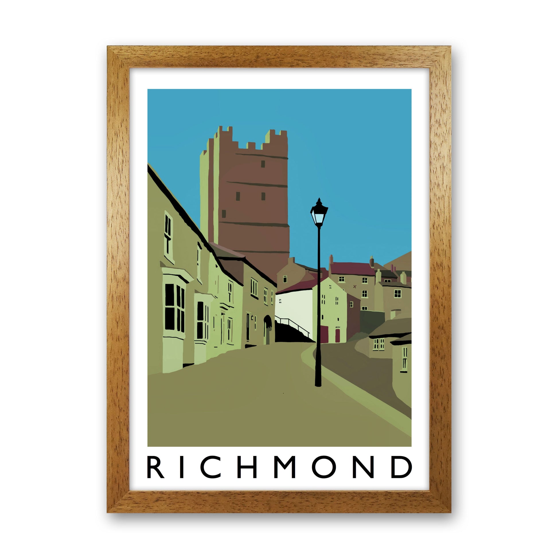 Richmond  PortyraitTravel Art Print by Richard O'Neill, Framed Wall Art Oak Grain