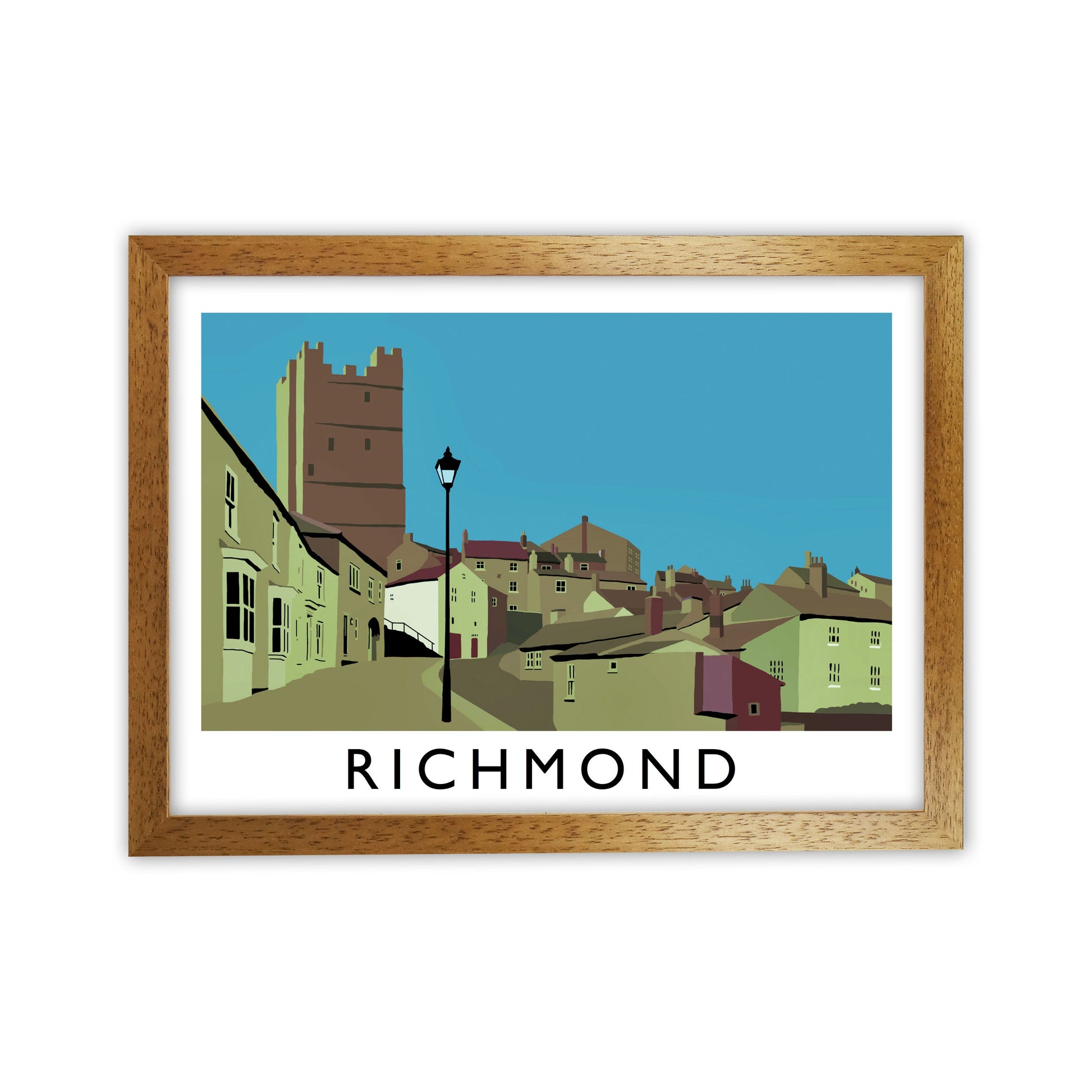 Richmond Travel Art Print by Richard O'Neill, Framed Wall Art Oak Grain