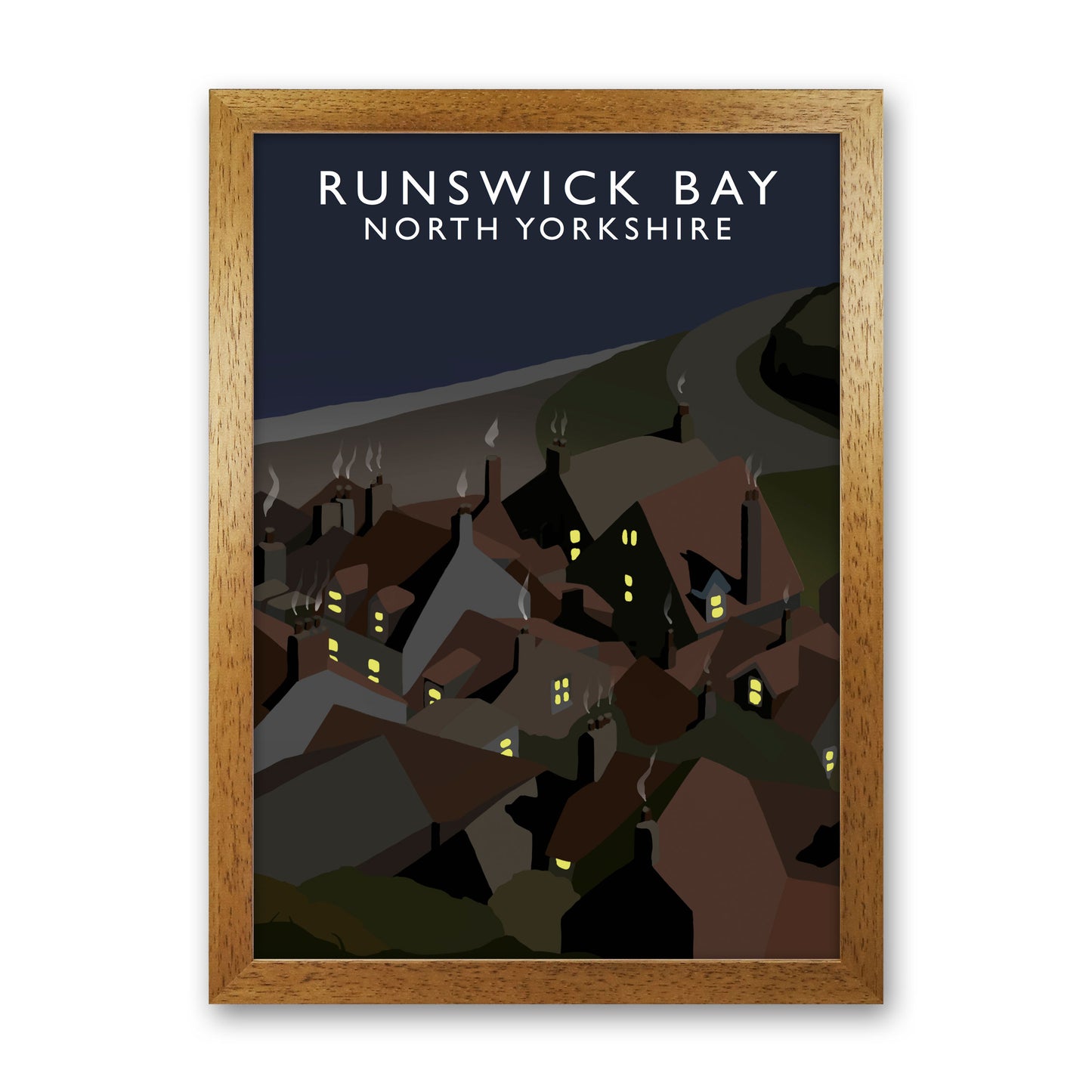 Runswick Bay2 Night Portrait North Yorkshrie Travel Art Print by Richard O'Neill Oak Grain