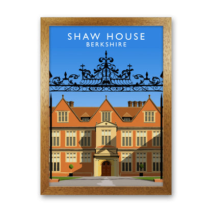 Shaw House Portrait Berkshire Travel Art Print by Richard O'Neill, Framed Wall Art Oak Grain
