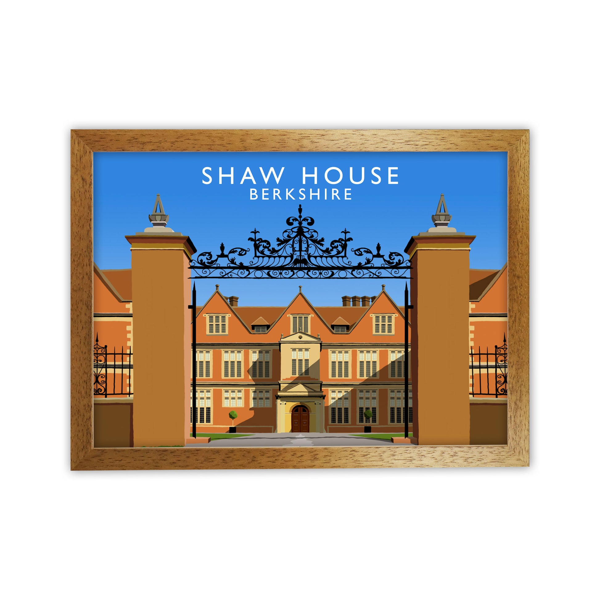 Shaw House Berkshire Travel Art Print by Richard O'Neill, Framed Wall Art Oak Grain