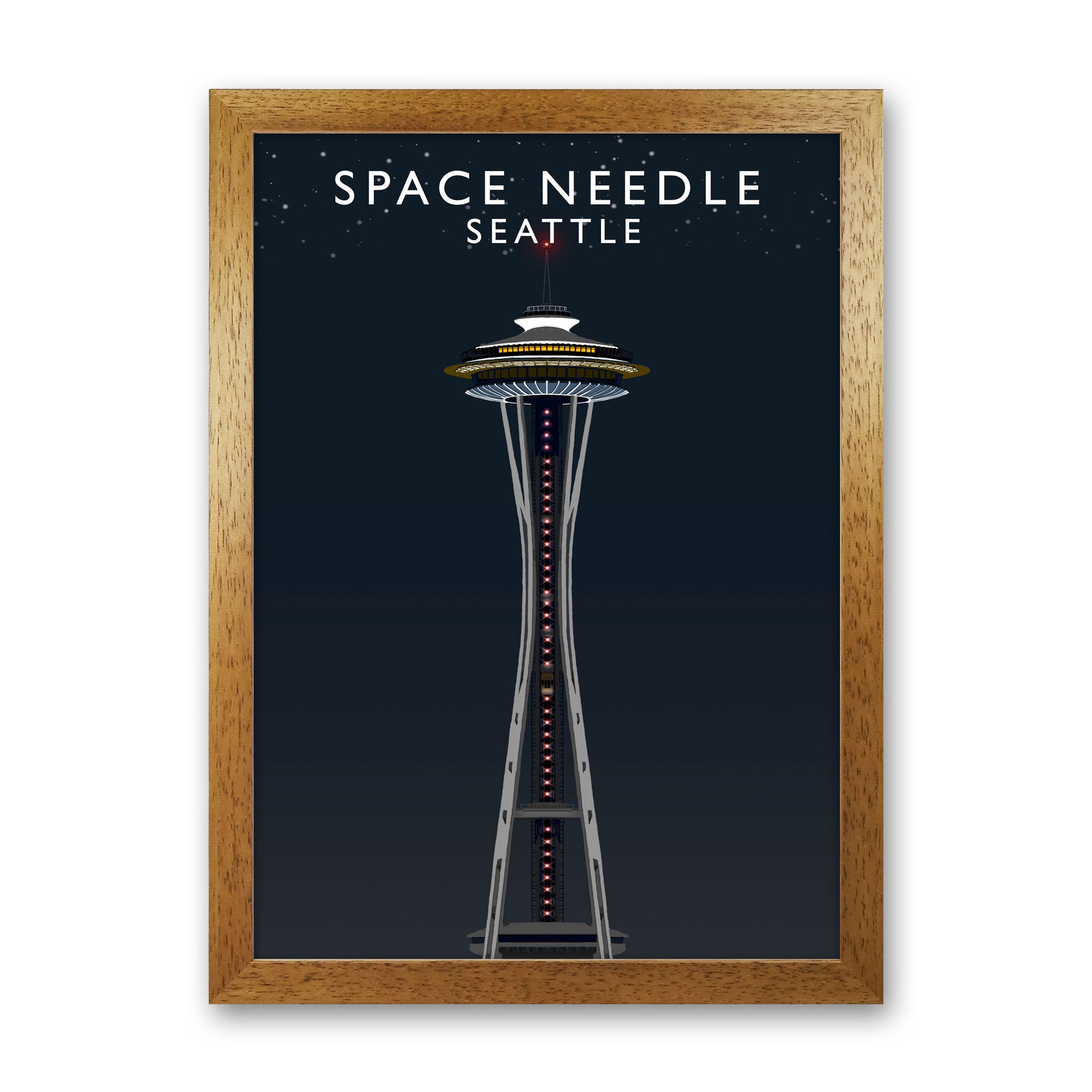 Space Needle Seattle Night Art Print by Richard O'Neill Oak Grain