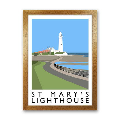 St Mary's Lighthouse Portrait Travel Art Print by Richard O'Neill Oak Grain
