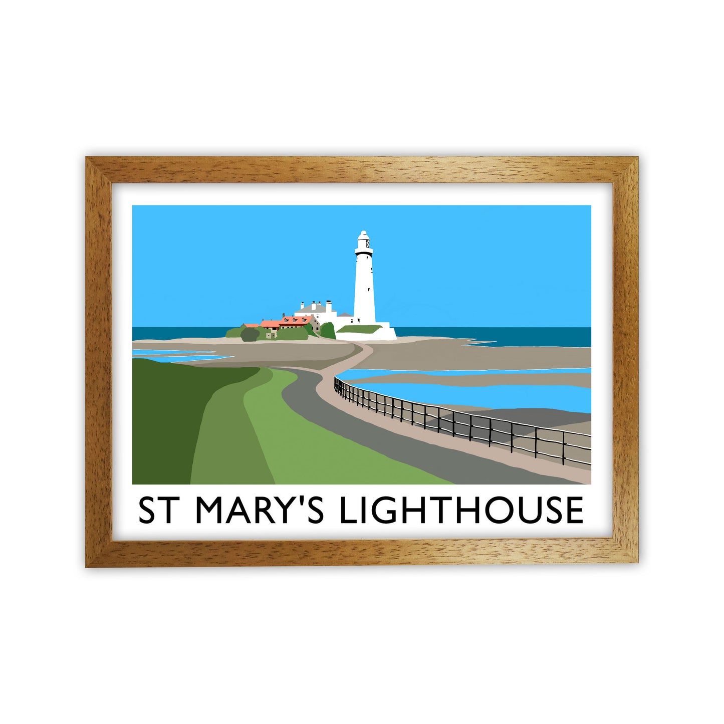 St Mary's Lighthouse Travel Art Print by Richard O'Neill Oak Grain