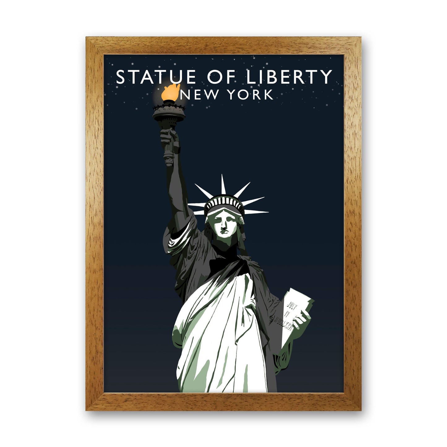 Statue of Liberty Night New York Art Print by Richard O'Neill Oak Grain