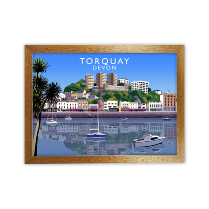 Torquay Devon Art Print by Richard O'Neill, Framed Wall Art Oak Grain