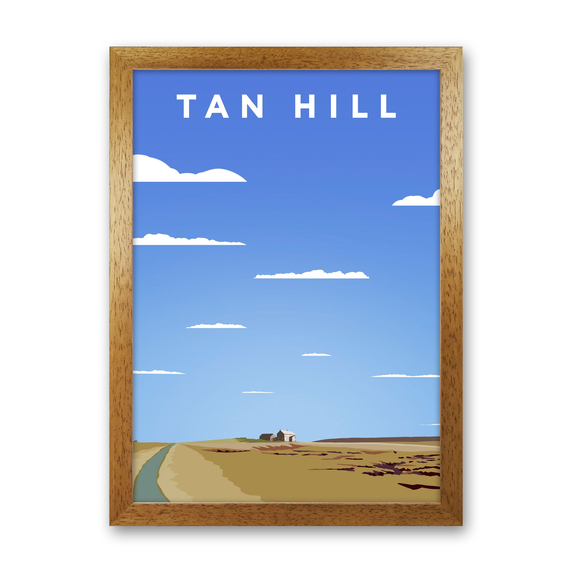 Tan Hill Travel Portrait Art Print by Richard O'Neill, Framed Wall Art Oak Grain