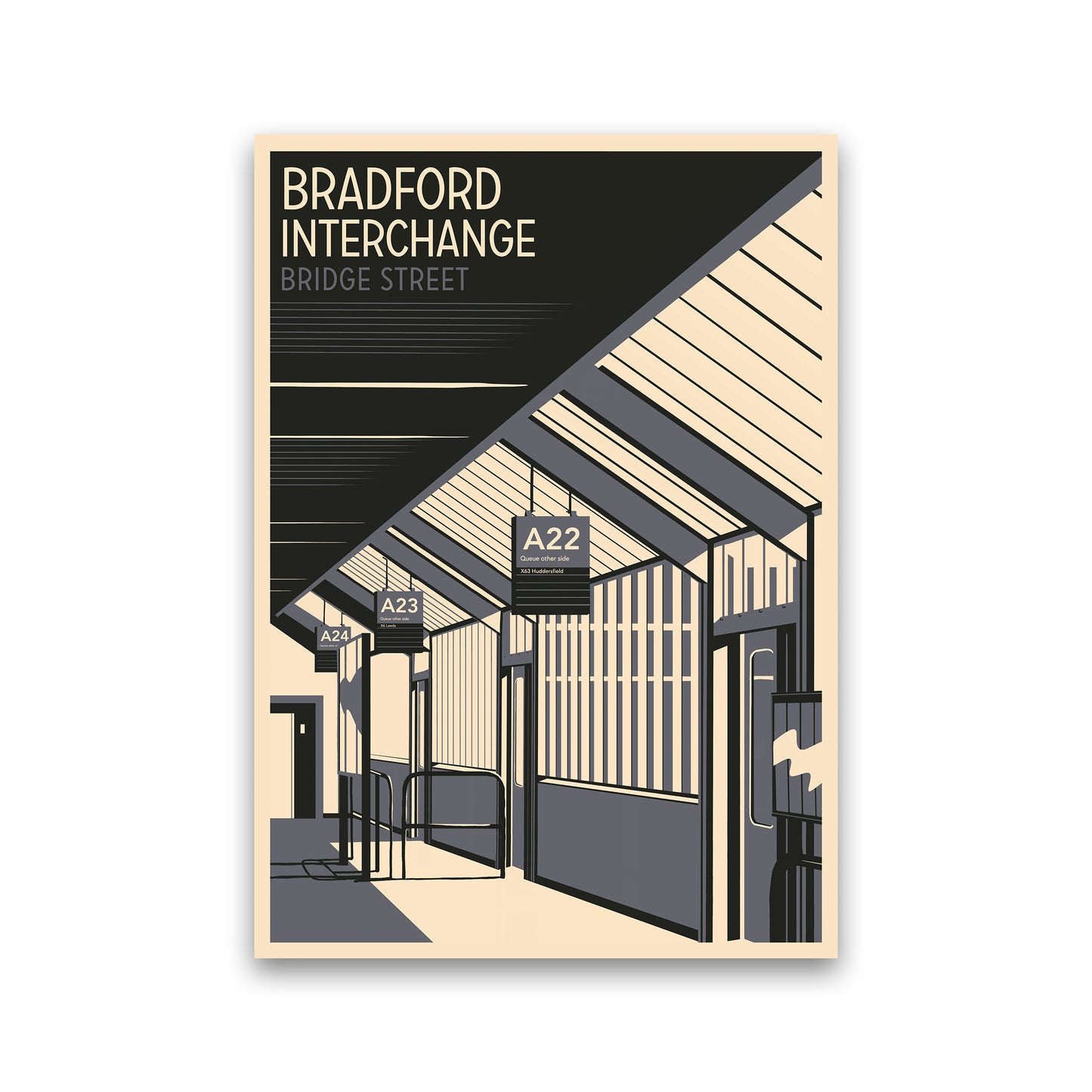 Bradford Interchange, Bridge Street portrait Travel Art Print by Richard O'Neill