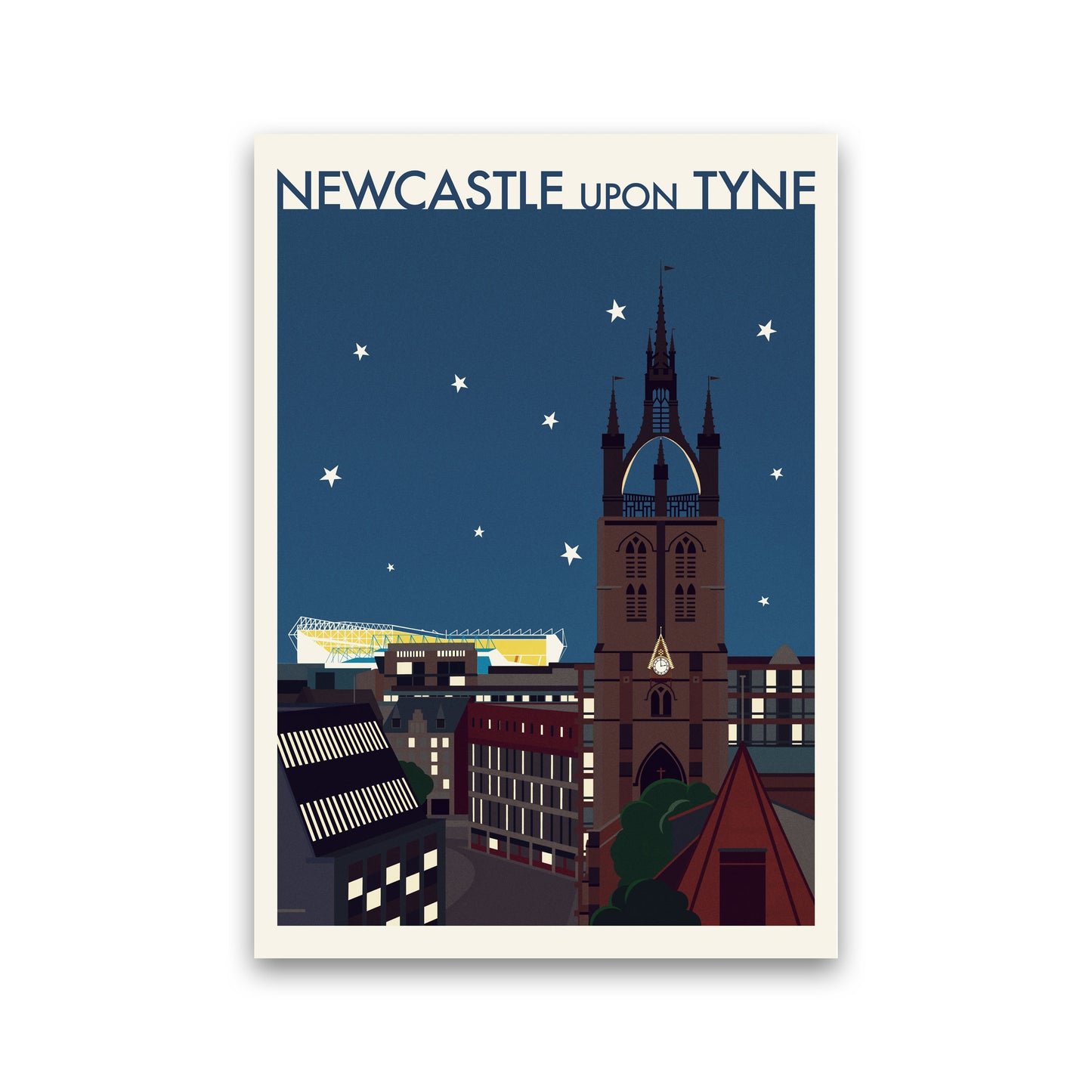 Newcastle upon Tyne 2 (Night) Travel Art Print by Richard O'Neill