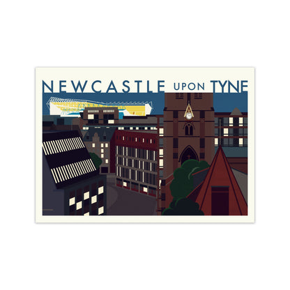 Newcastle upon Tyne 2 (Night) landscape Travel Art Print by Richard O'Neill