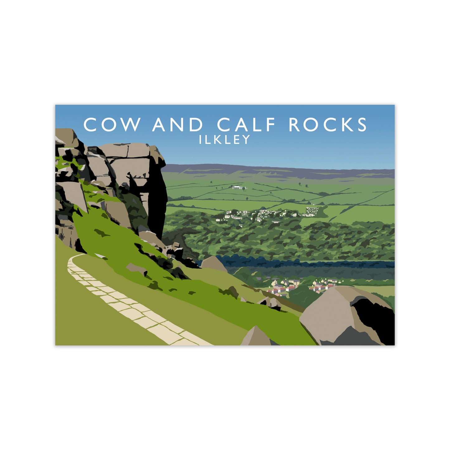 Cow and Calf Rocks Ilkley Framed Digital Art Print by Richard O'Neill