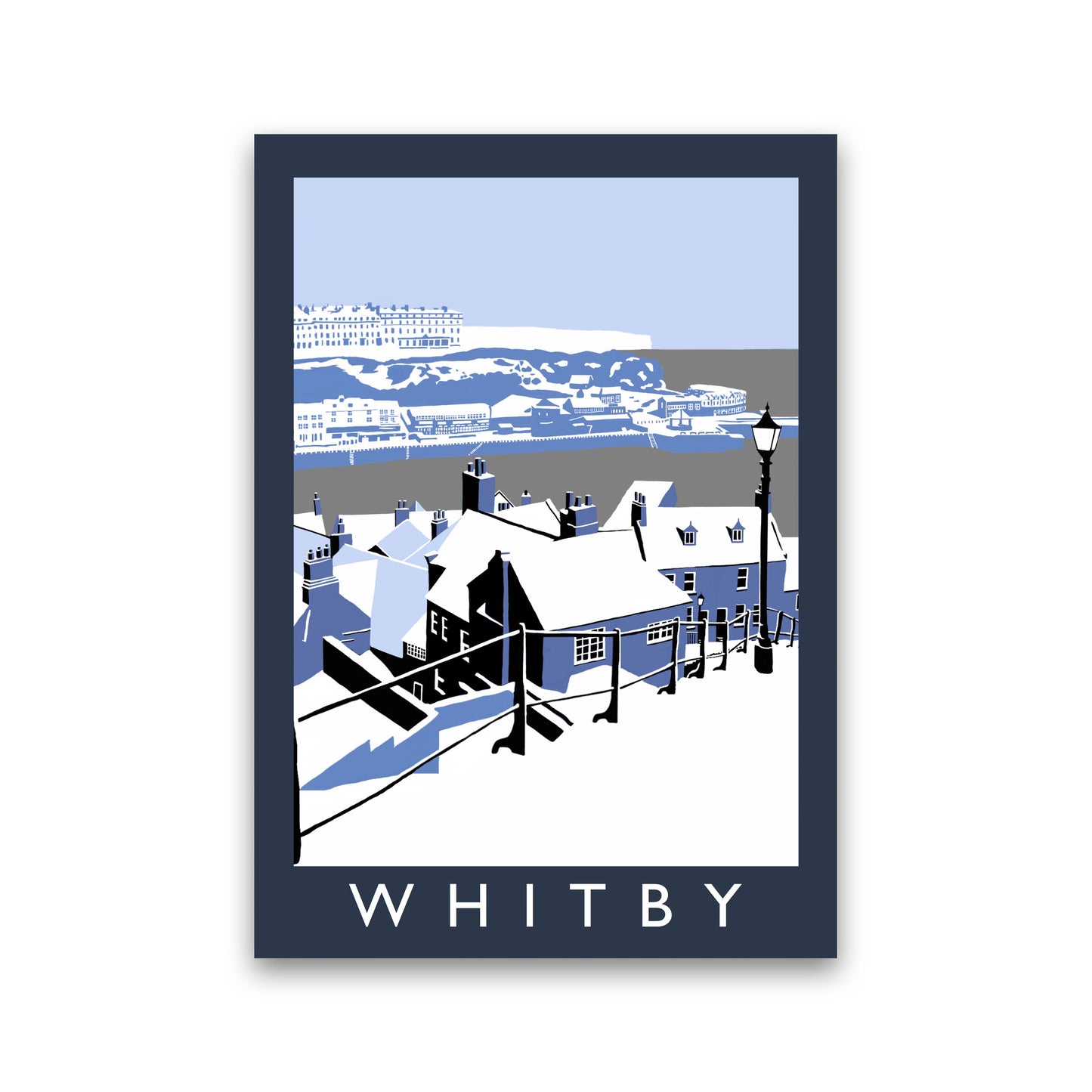 Whitby In Snow Framed Digital Art Print by Richard O'Neill