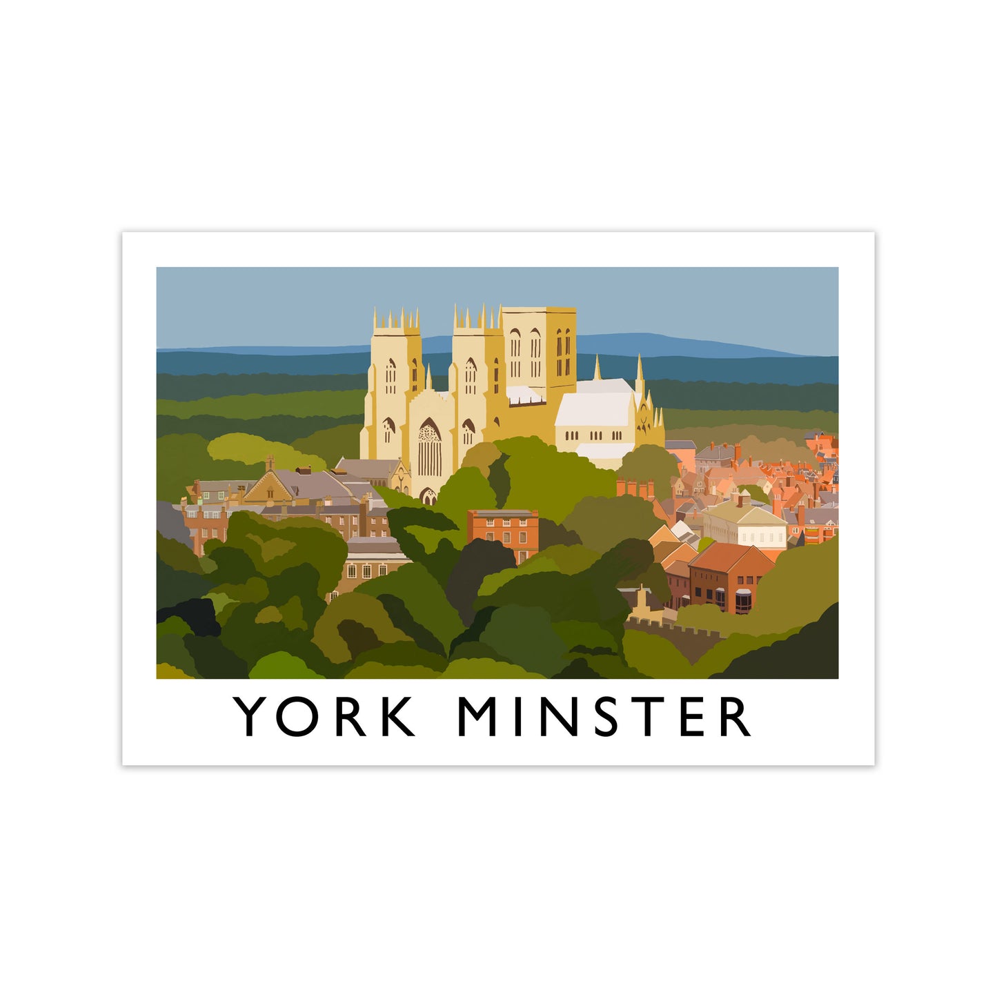 York Minster by Richard O'Neill Yorkshire Art Print, Vintage Travel Poster