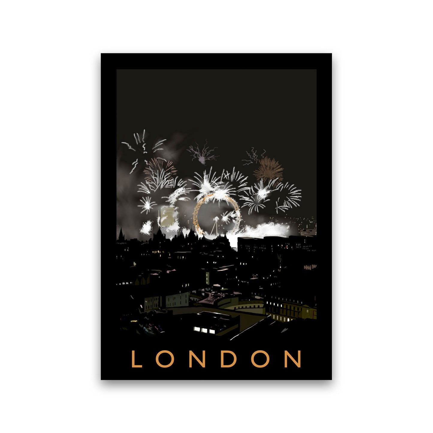 London Fireworks Art Print by Richard O'Neill