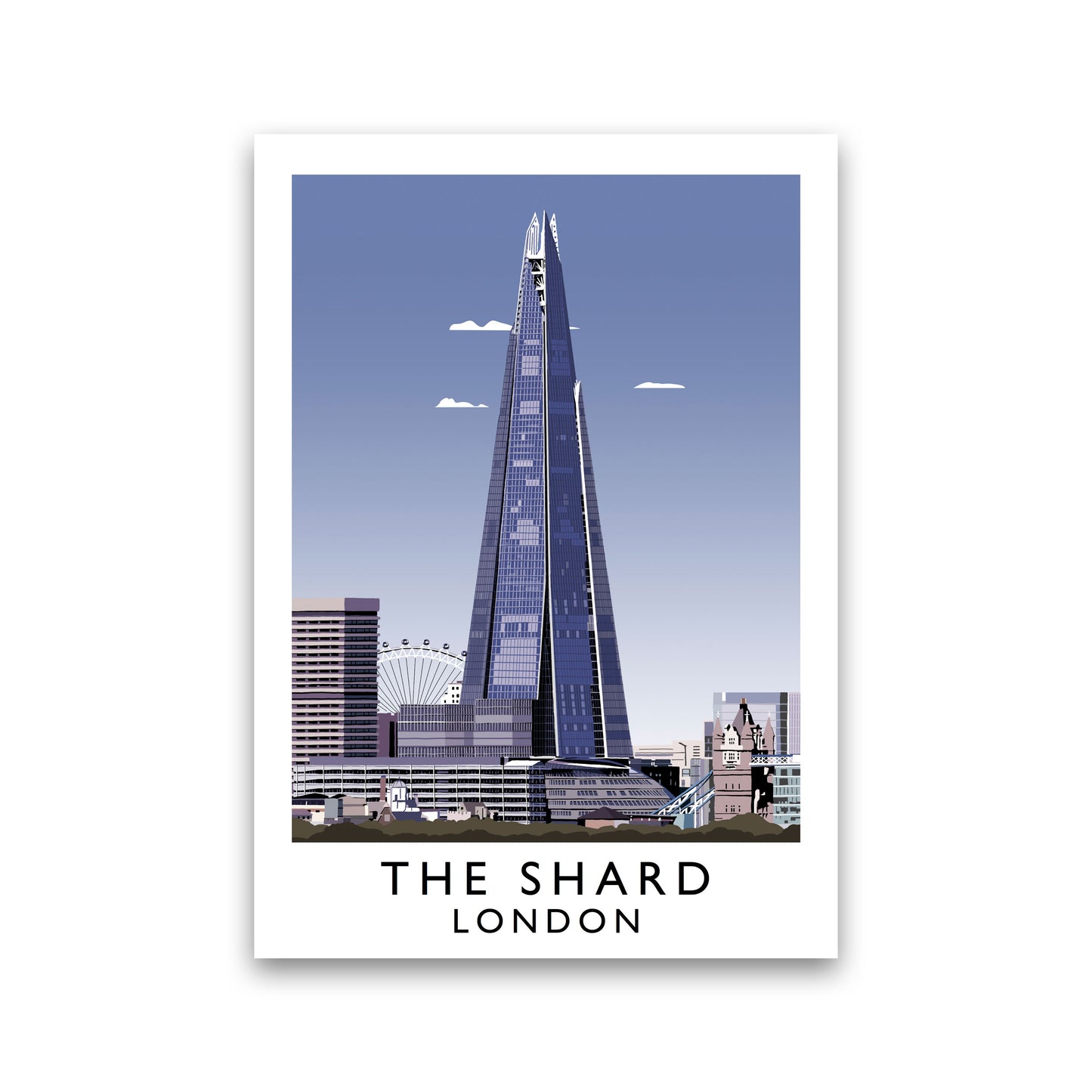 The Shard London Vintage Travel Art Poster by Richard O'Neill, Framed Wall Art Print, Cityscape, Landscape Art Gifts