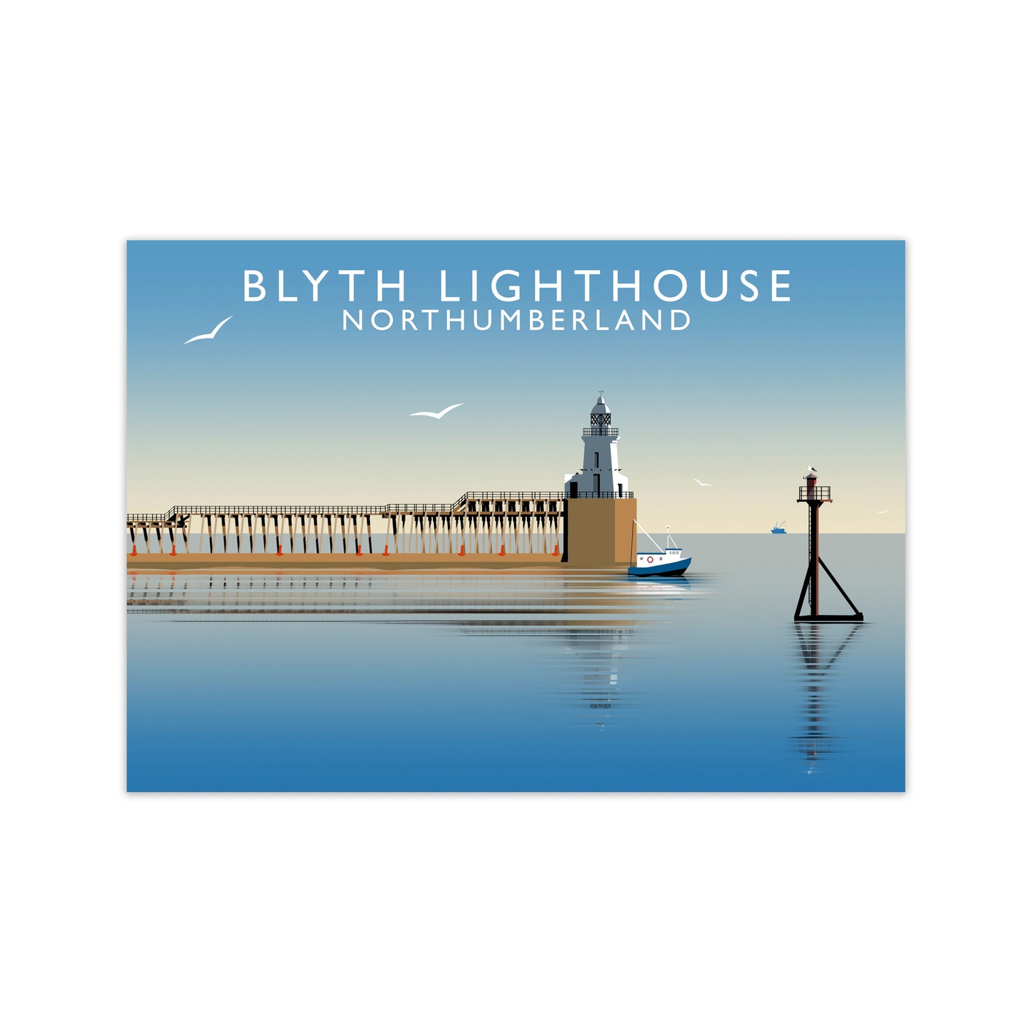 Blyth Lighthouse Northumberland Framed Digital Art Print by Richard O'Neill