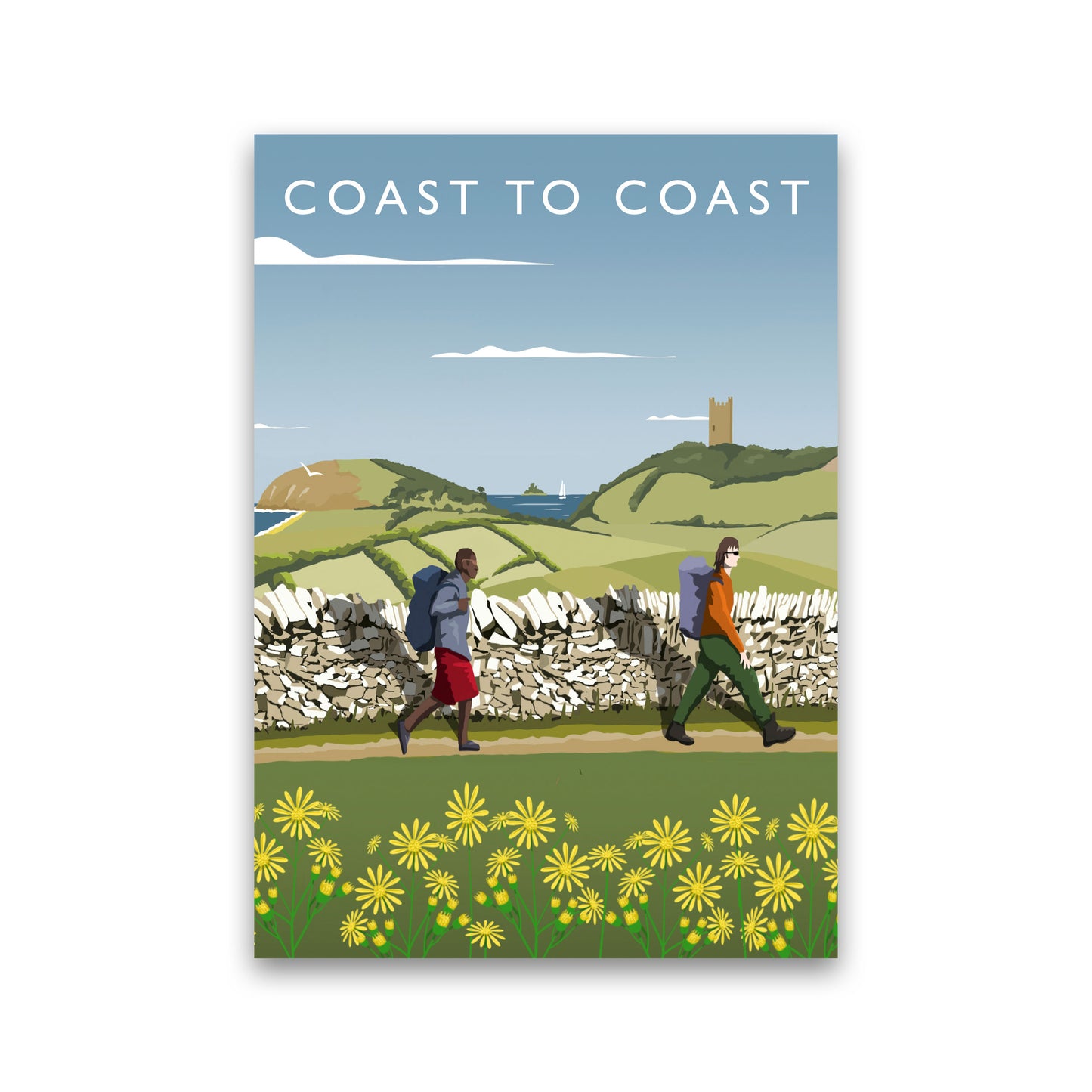 Coast To Coast (Portrait) by Richard O'Neill Yorkshire Art Print, Travel Poster