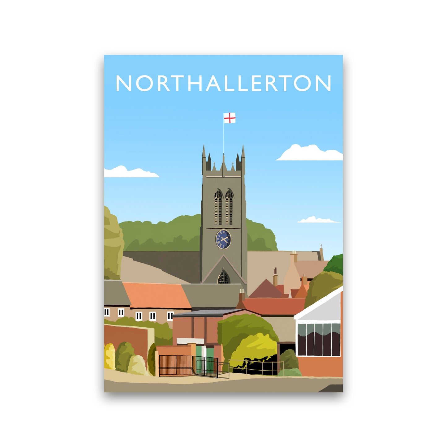 Northallerton (Portrait) by Richard O'Neill Yorkshire Art Print, Travel Poster