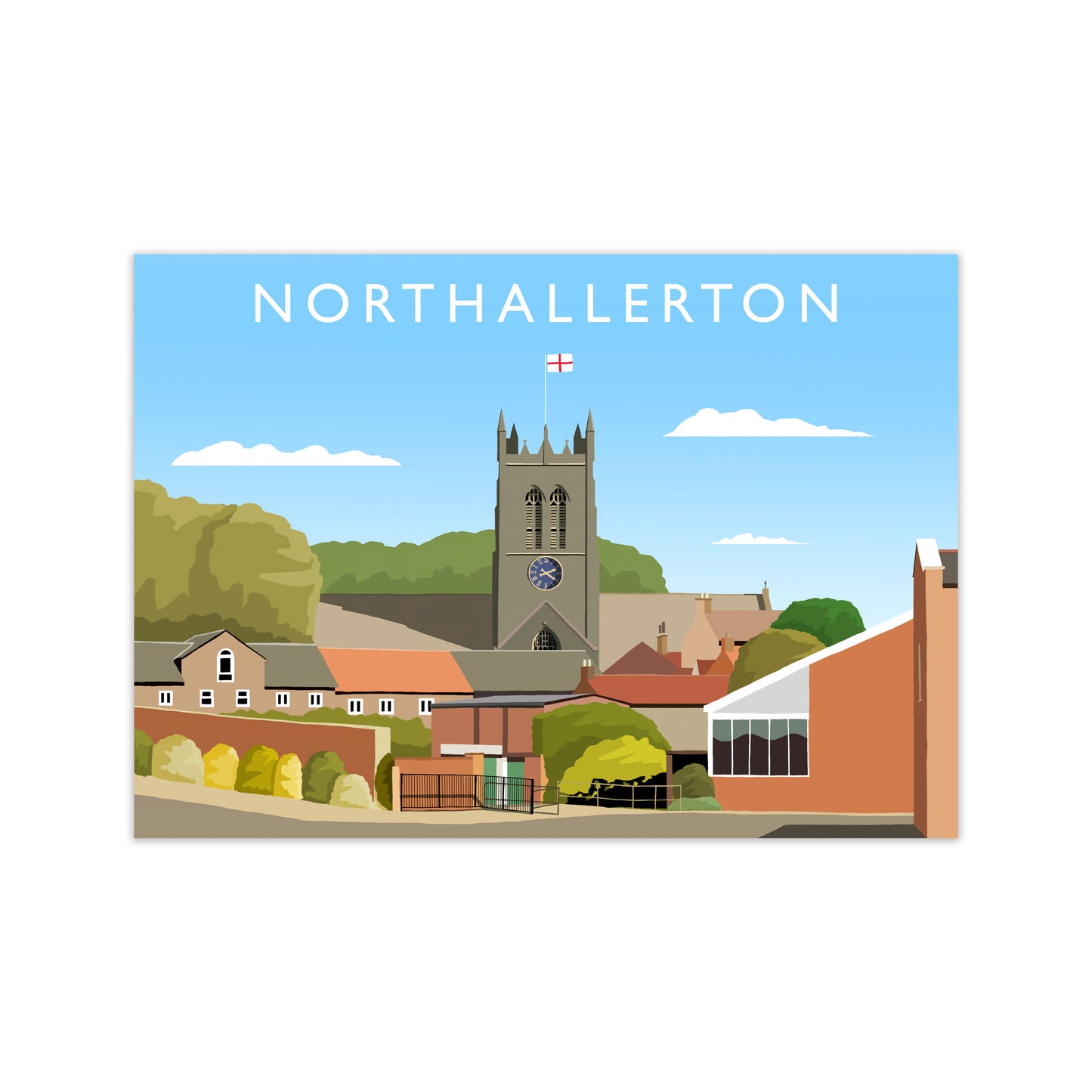 Northallerton (Landscape) by Richard O'Neill Yorkshire Art Print, Travel Poster