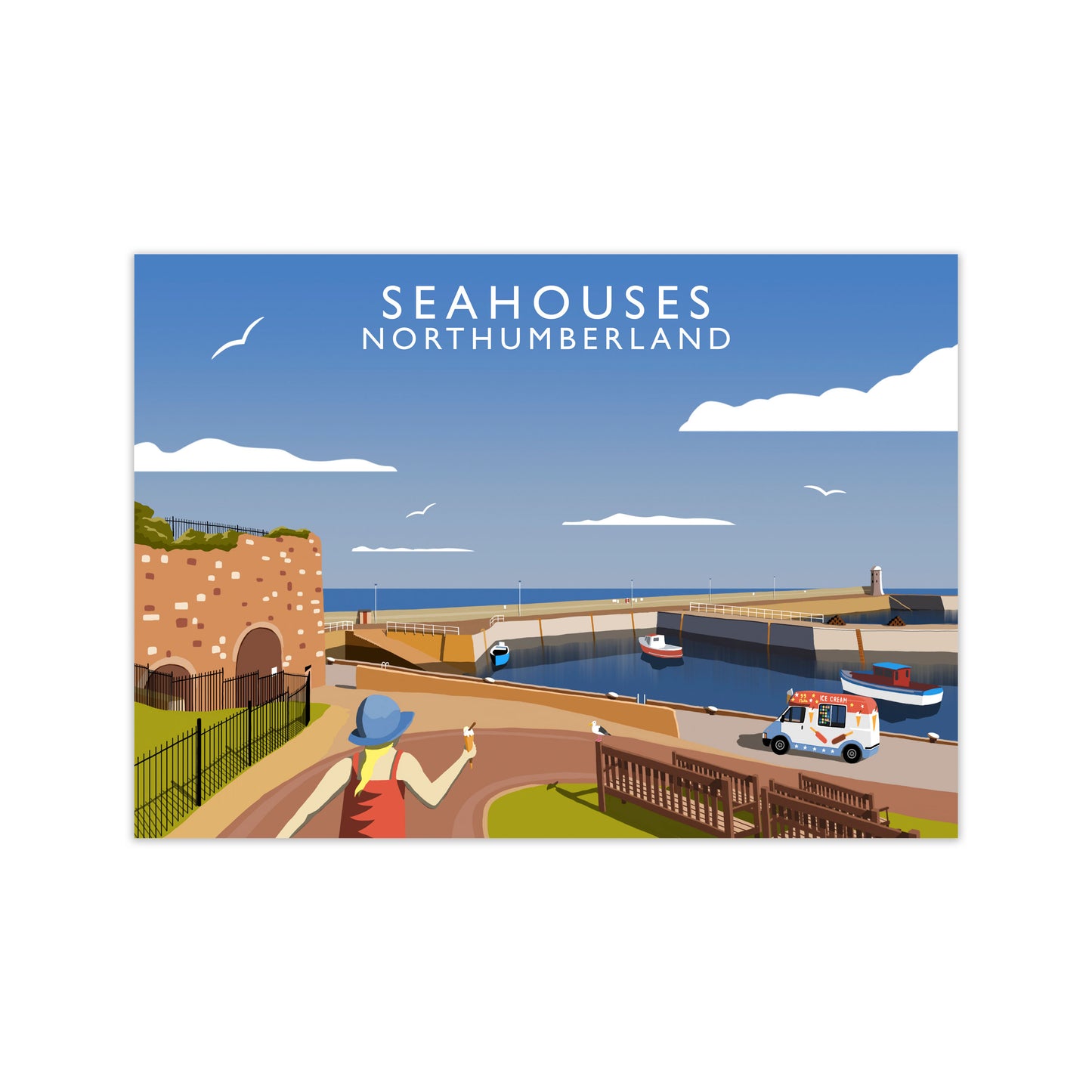 Seahouses Northumberland Framed Digital Art Print by Richard O'Neill