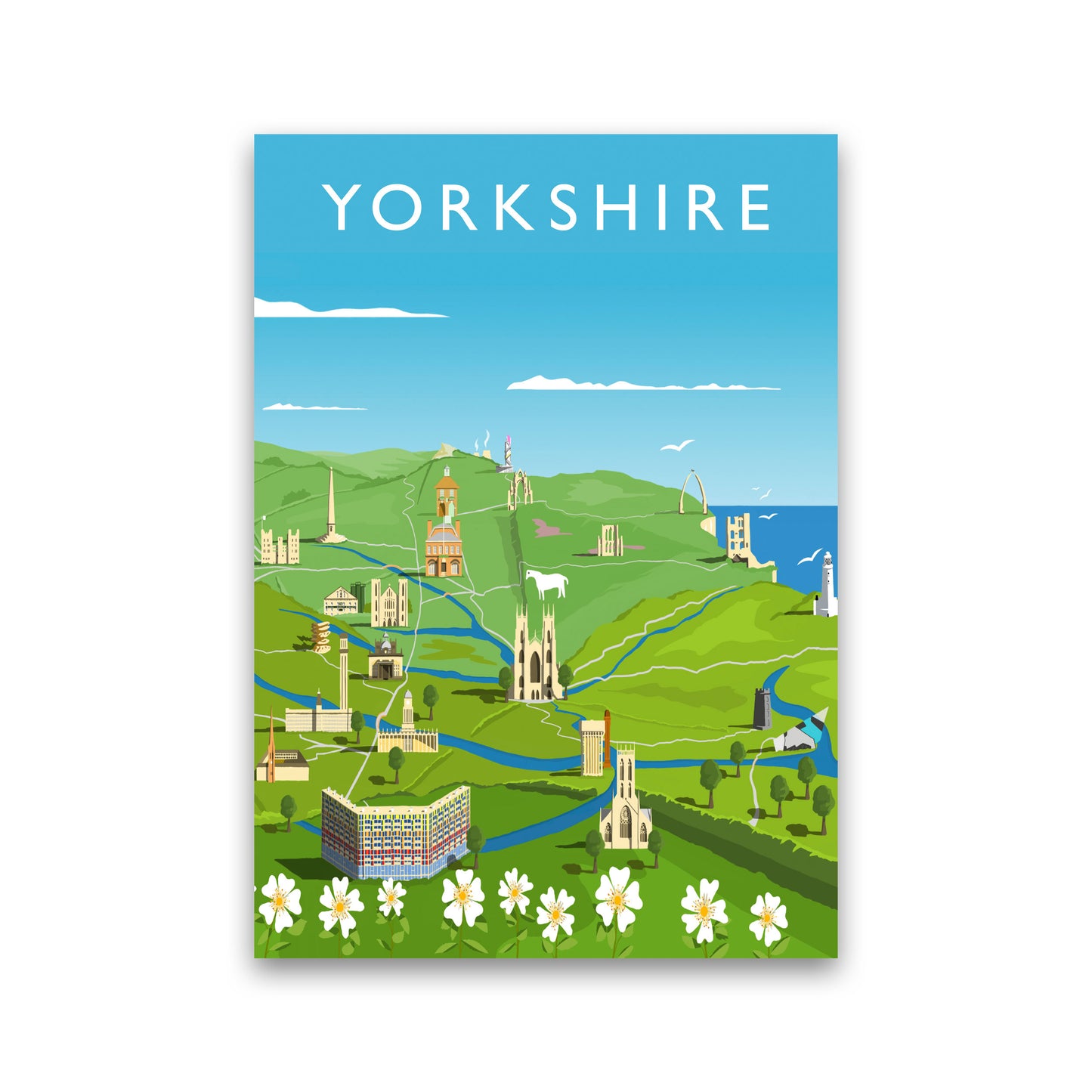 Yorkshire (Portrait) Art Print Vintage Travel Poster by Richard O'Neill