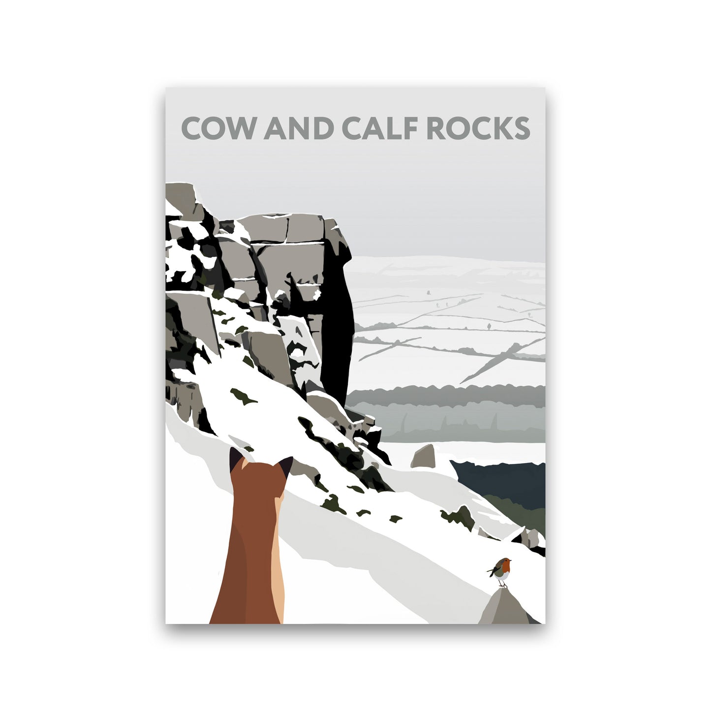 Cow And Calf Rocks In Snow Portrait by Richard O'Neill