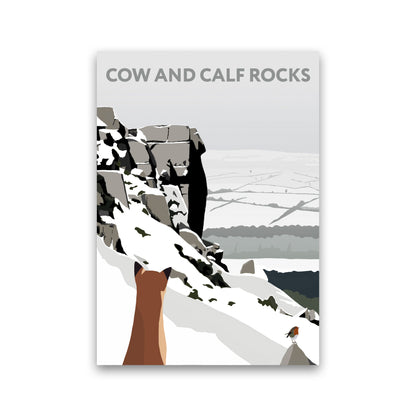 Cow And Calf Rocks In Snow Portrait by Richard O'Neill