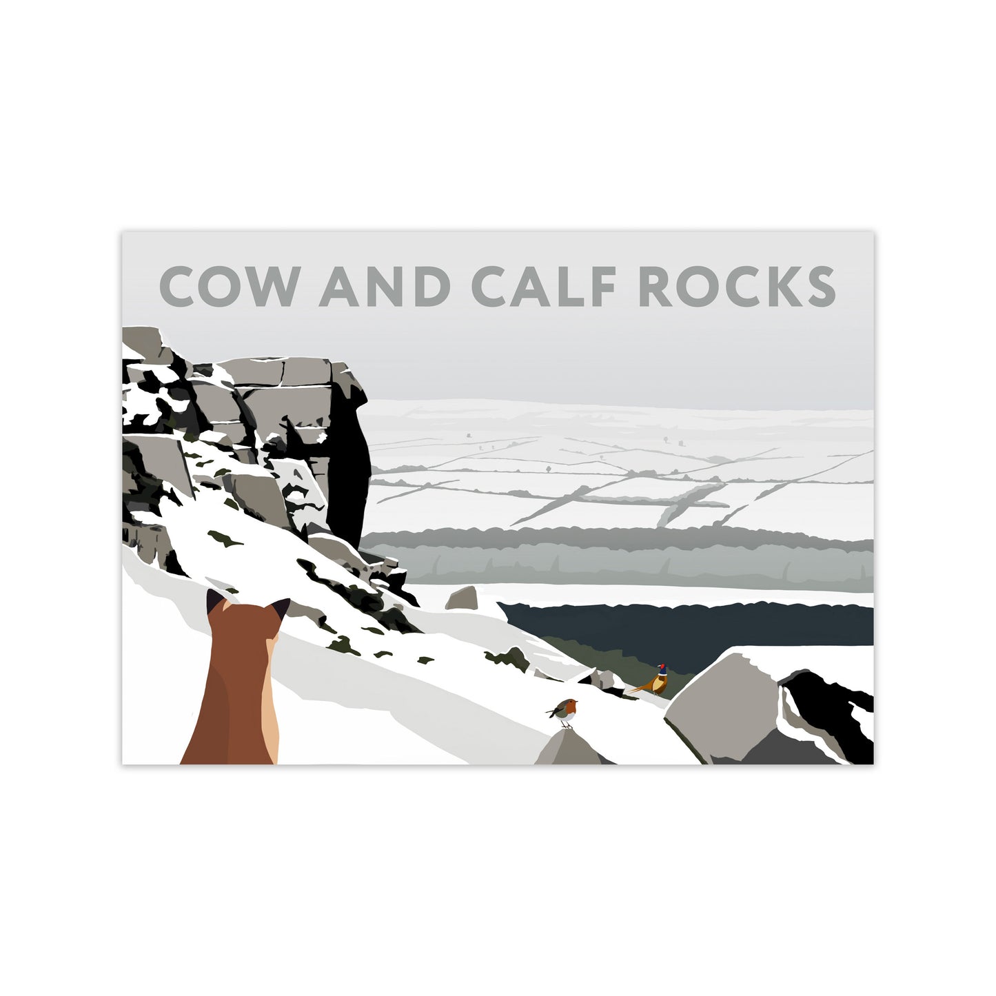 Cow And Calf Rocks In Snow by Richard O'Neill