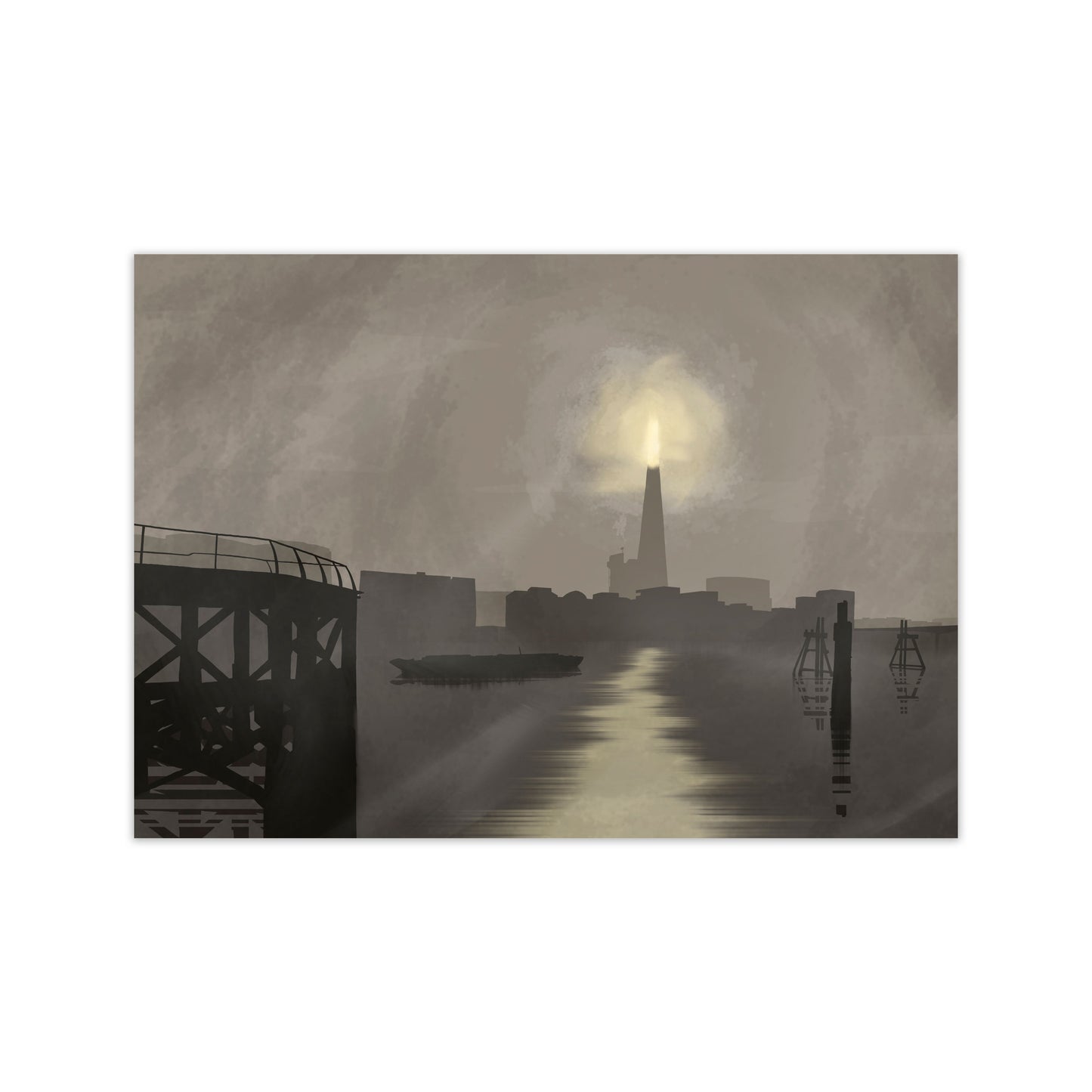 Shard In Fog Travel Art Print by Richard O'Neill, Framed Wall Art