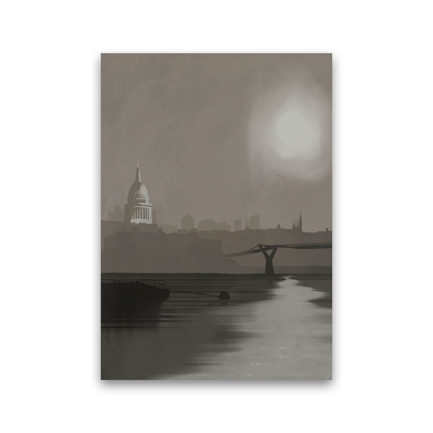 St. Paul's In Fog Portrait Travel Art Print by Richard O'Neill, Framed Wall Art