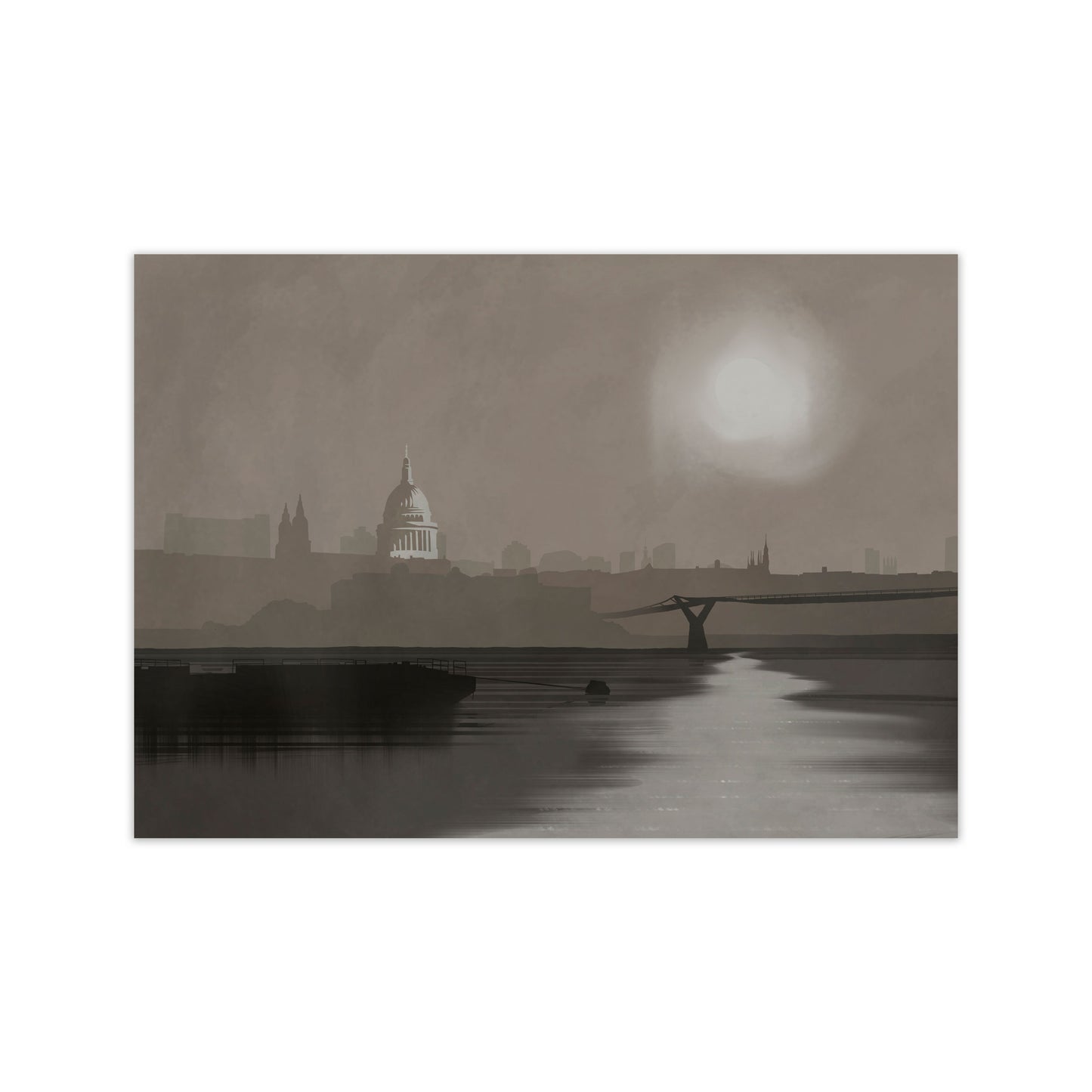 St. Paul's In Fog Travel Art Print by Richard O'Neill, Framed Wall Art