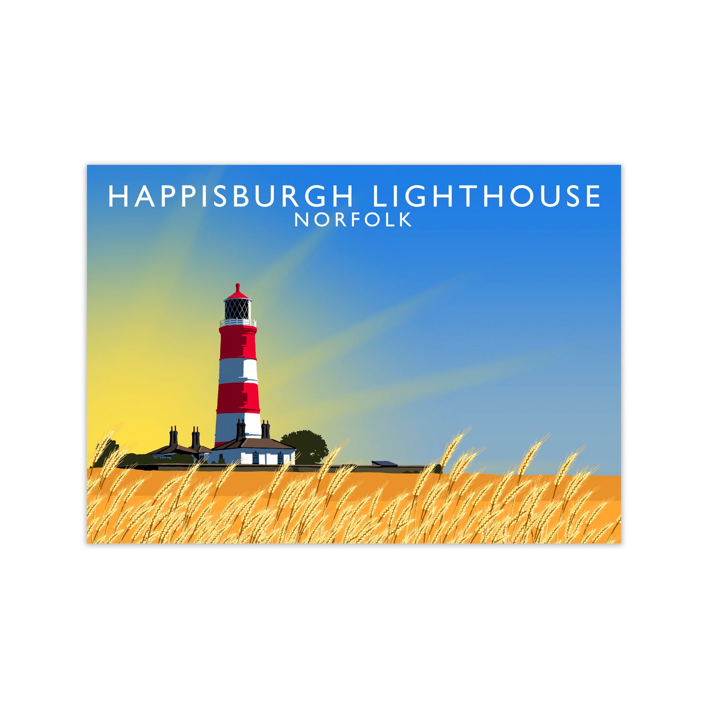 Hapisburgh Lighthouse Norfolk Art Print by Richard O'Neill, Framed Wall Art