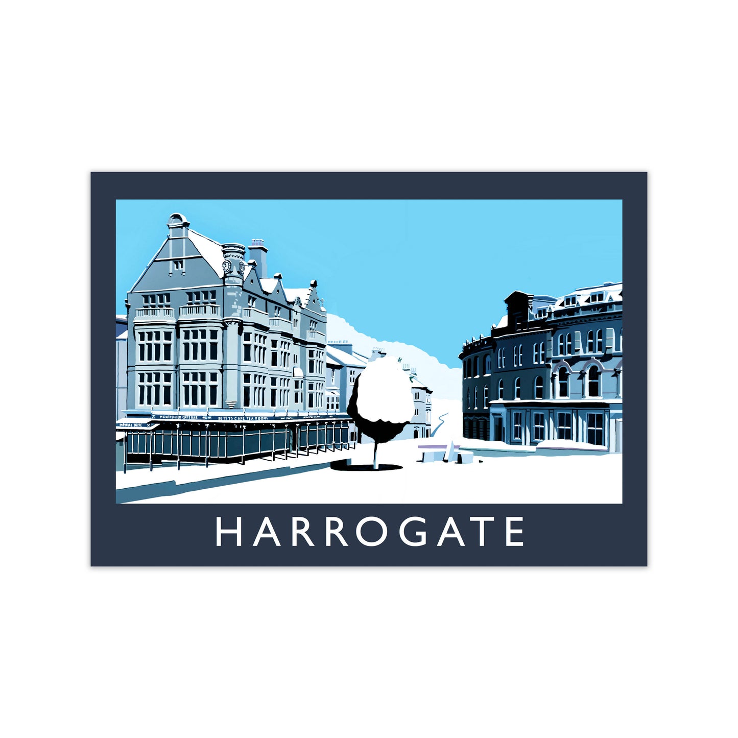 Harrogate In Snow Travel Art Print by Richard O'Neill, Framed Wall Art