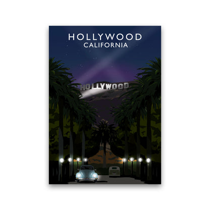 Hollywood Night California Travel Art Print by Richard O'Neill, Framed Wall Art