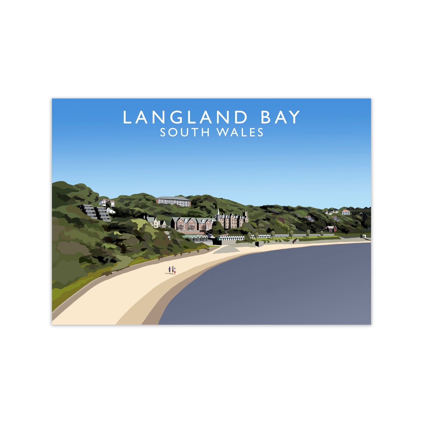 Langland Bay Travel Art Print by Richard O'Neill, Framed Wall Art