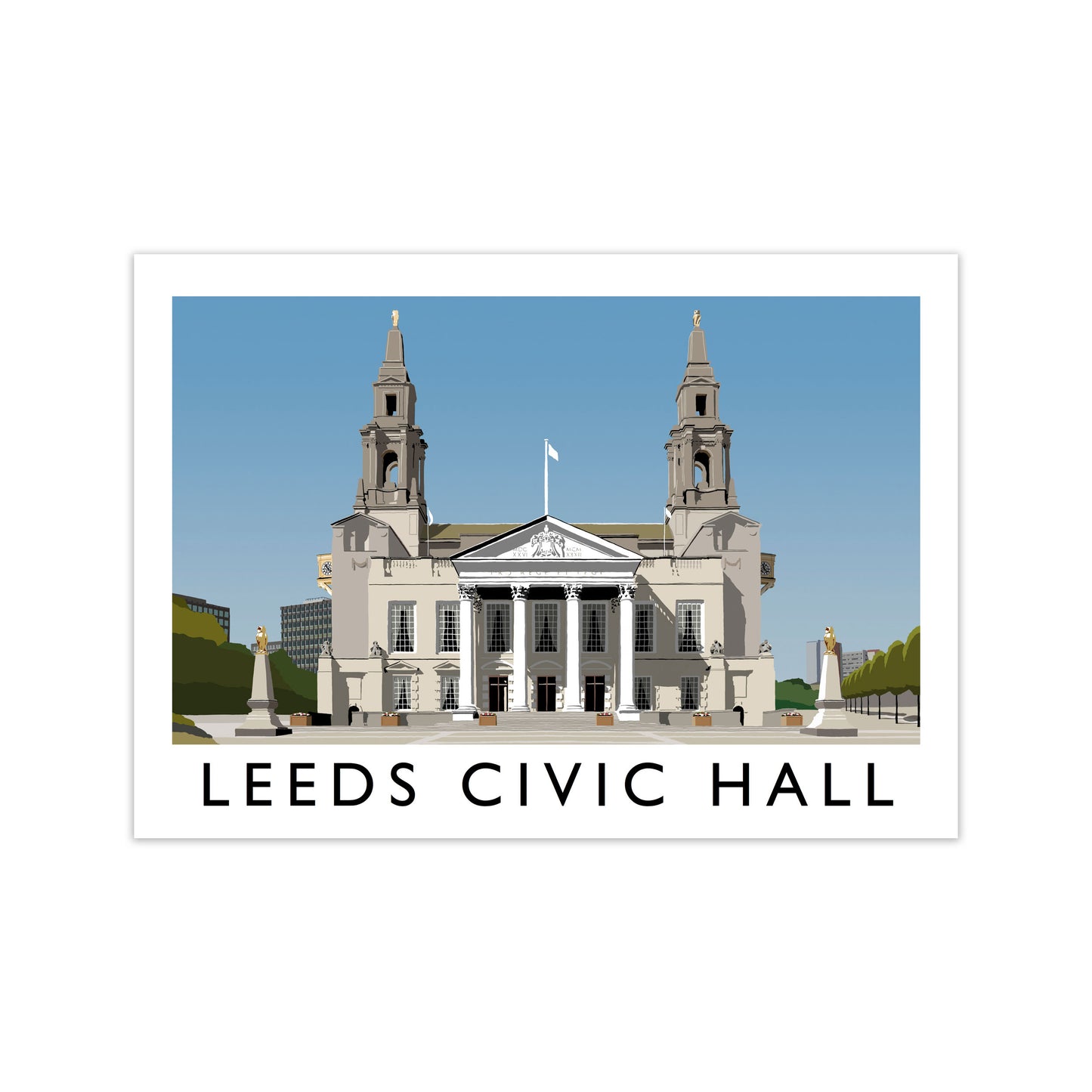 Leeds Civic Hall Digital Art Print by Richard O'Neill, Framed Wall Art