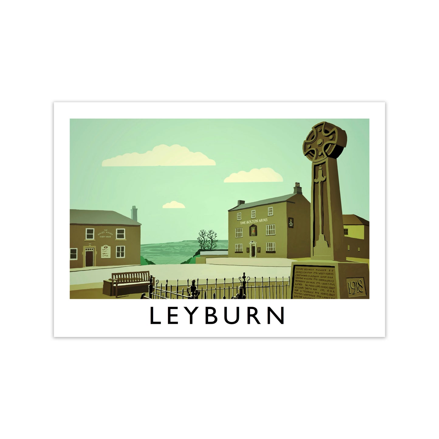 Leyburn Travel Art Print by Richard O'Neill, Framed Wall Art