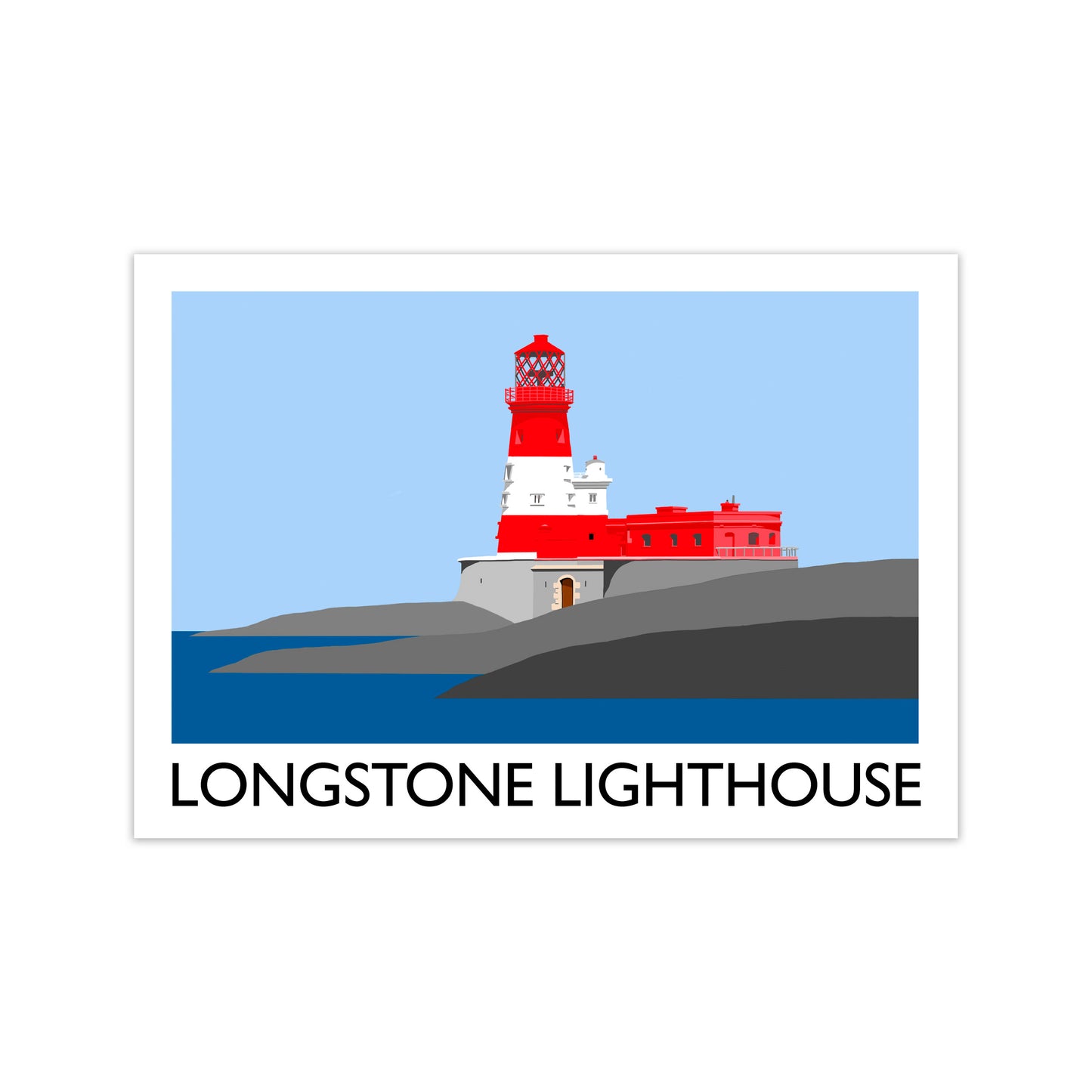 Longstone Lighthouse Travel Art Print by Richard O'Neill, Framed Wall Art