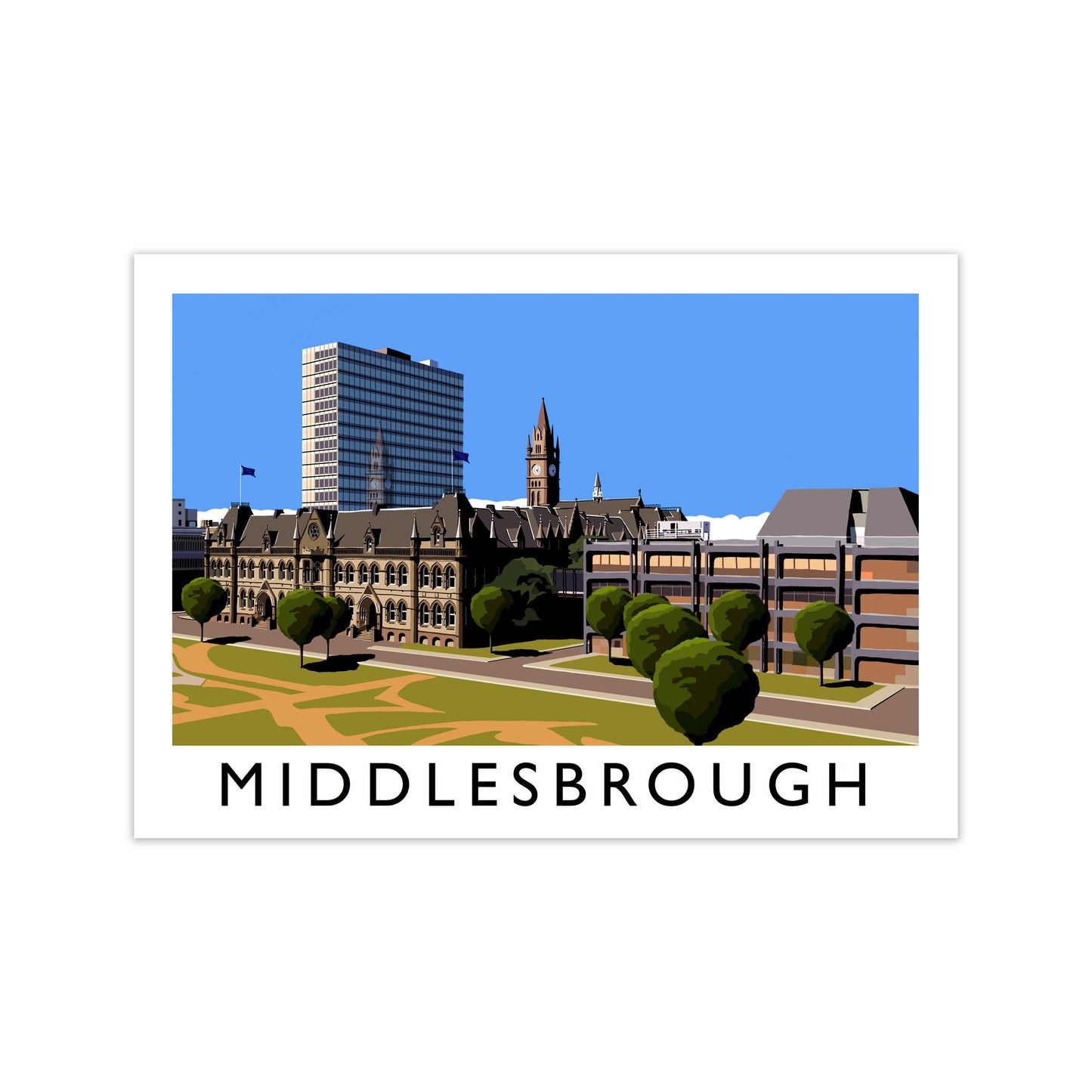 Middlesbrough Travel Art Print by Richard O'Neill, Framed Wall Art