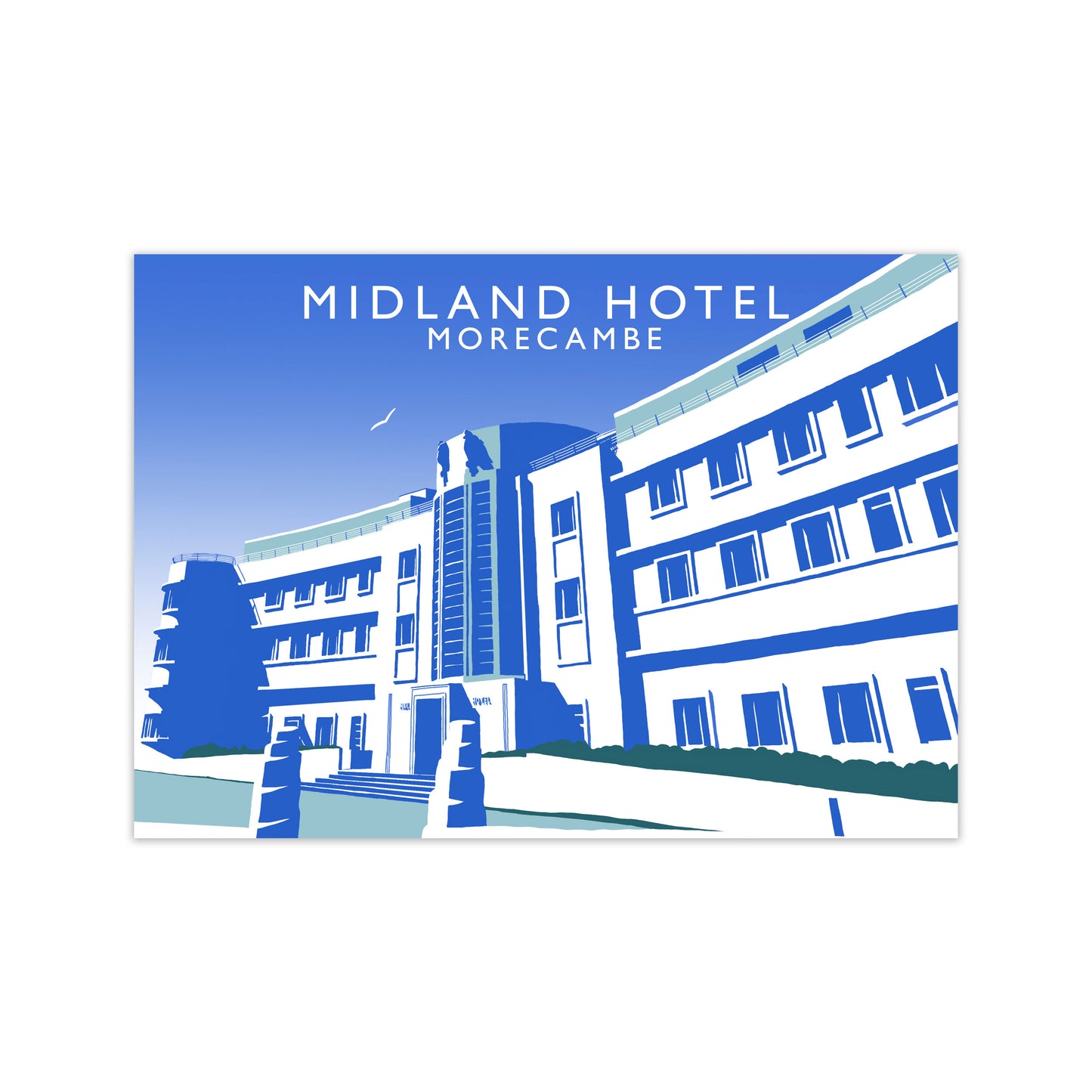 Midland Hotel Morecambe Travel Art Print by Richard O'Neill, Framed Wall Art