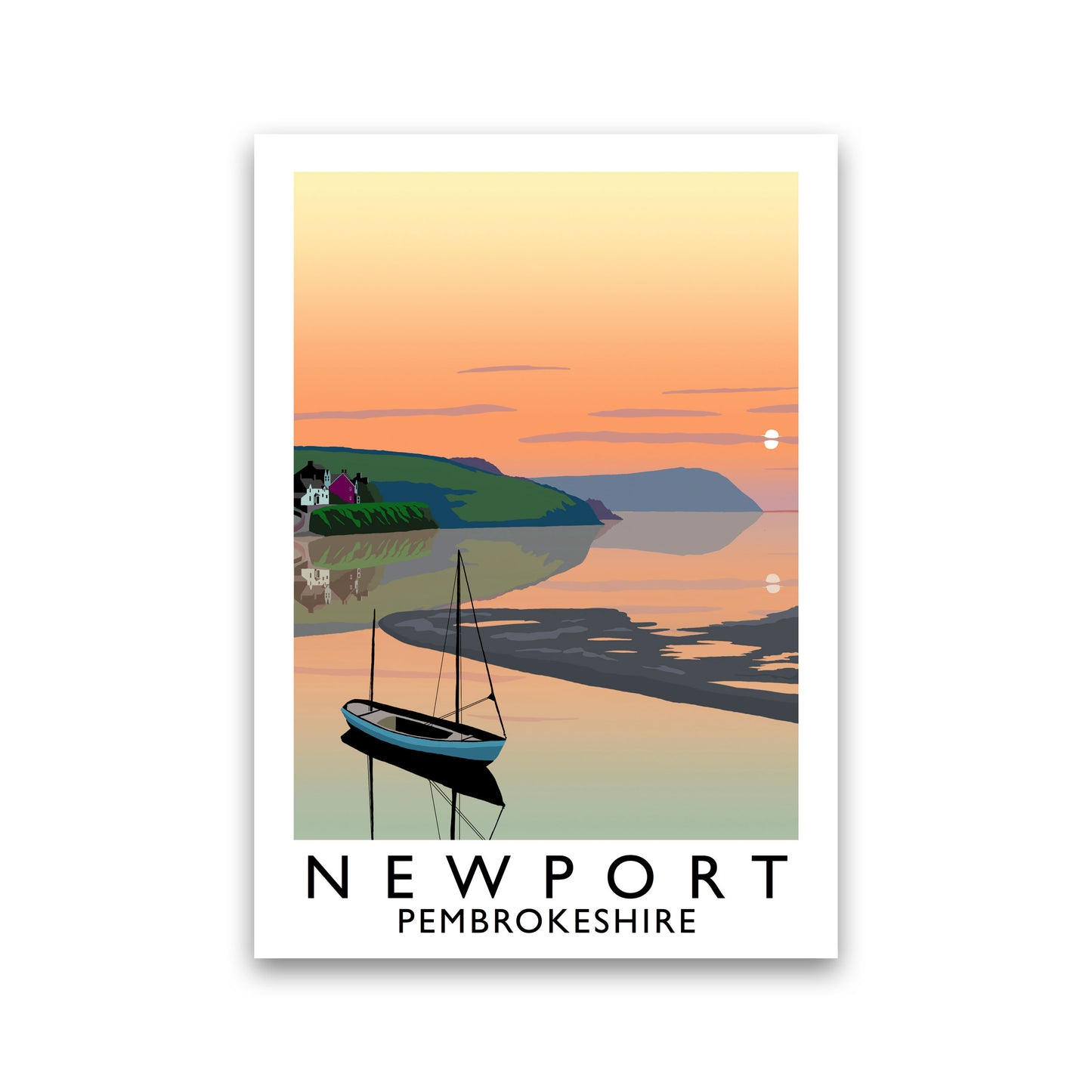 Newport Pembrokeshire Travel Art Print by Richard O'Neill, Framed Wall Art