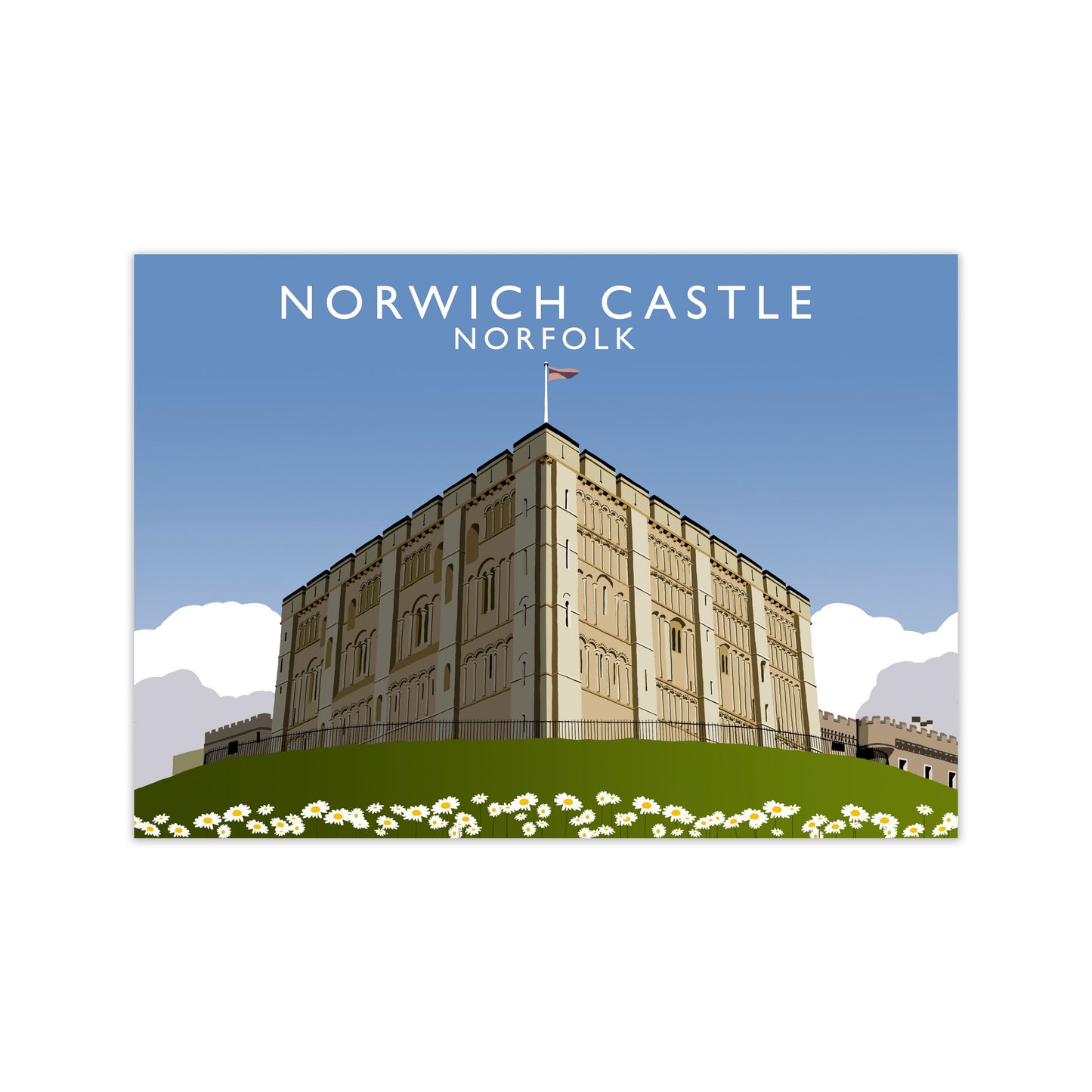 Norwich Castle Norfolk Travel Art Print by Richard O'Neill, Framed Wall Art