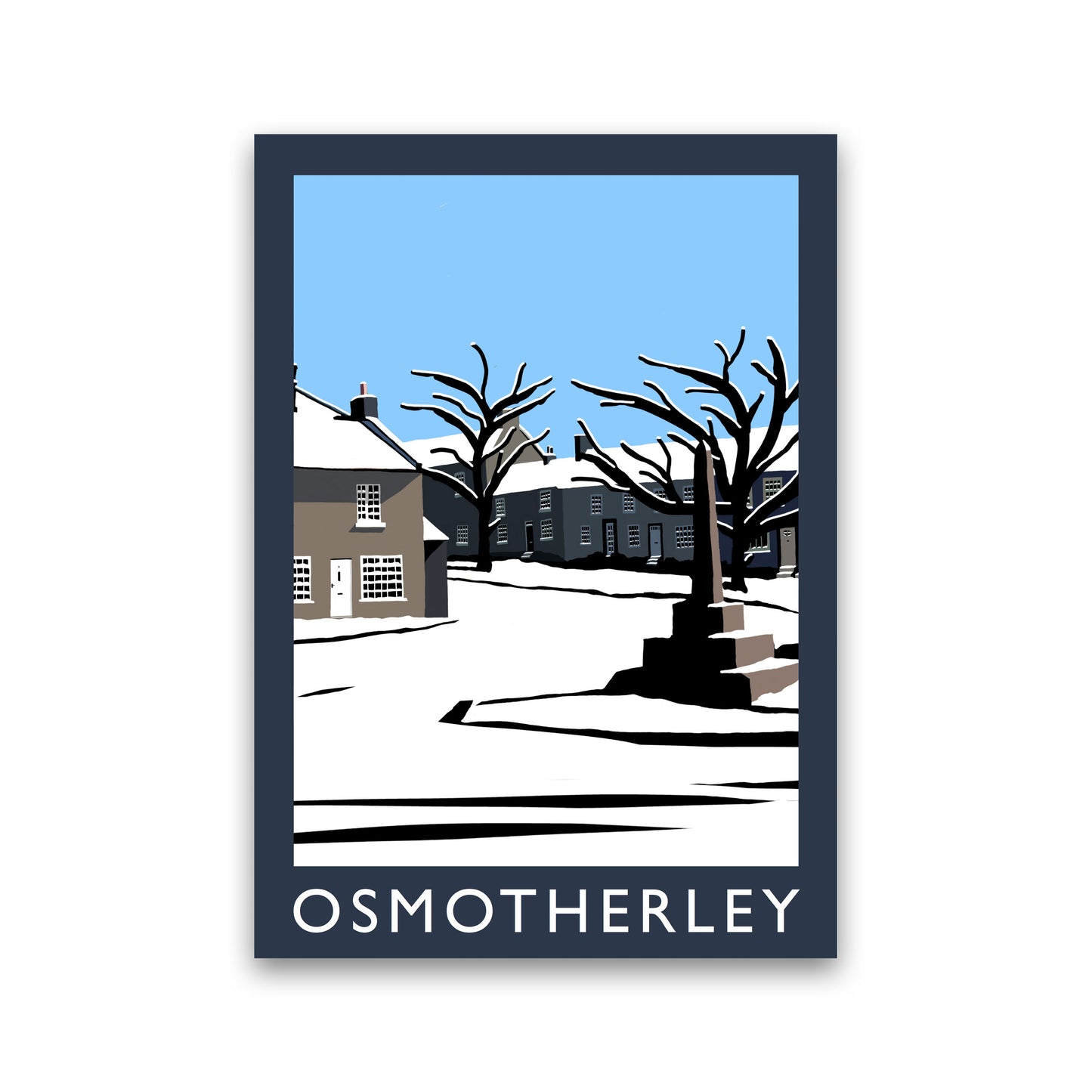 Osmotherley In Snow PortraitTravel Art Print by Richard O'Neill, Framed Wall Art