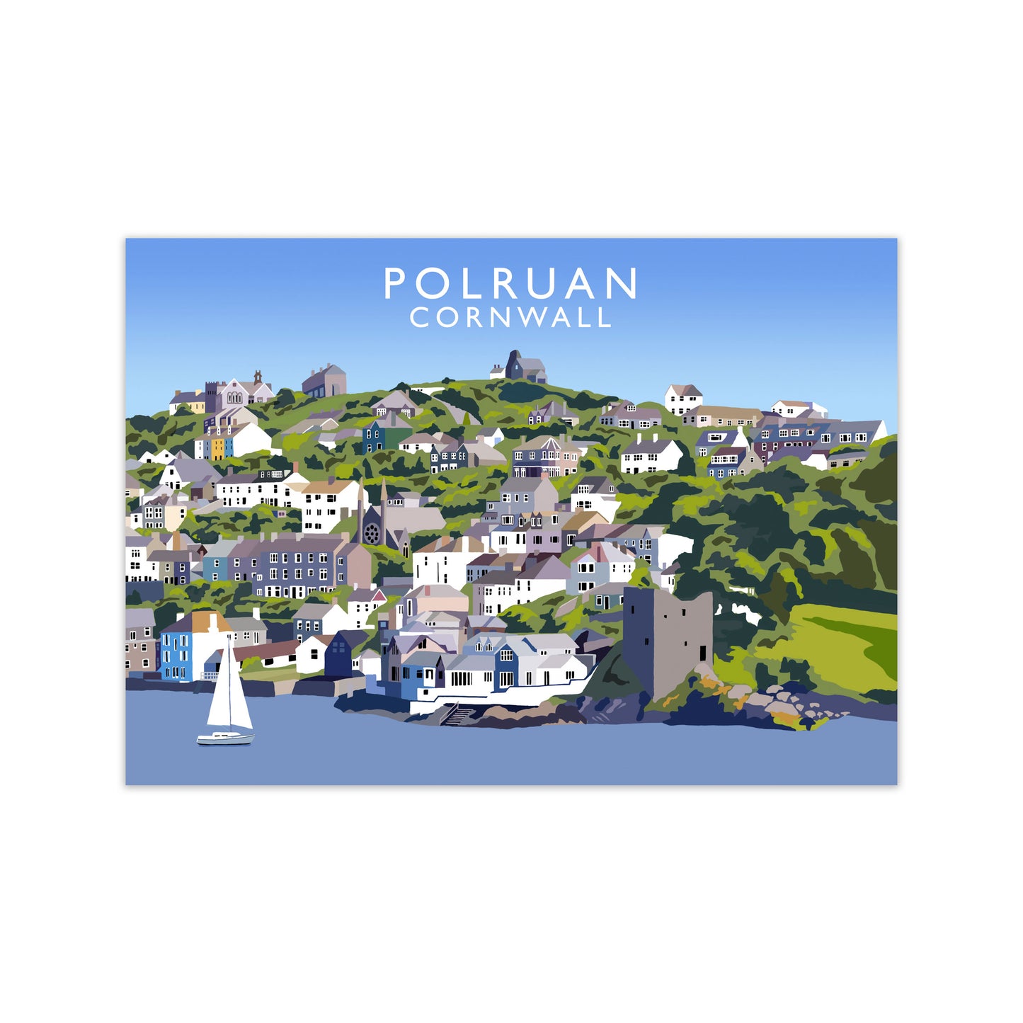 Polruan Cornwall Art Print by Richard O'Neill, Framed Wall Art