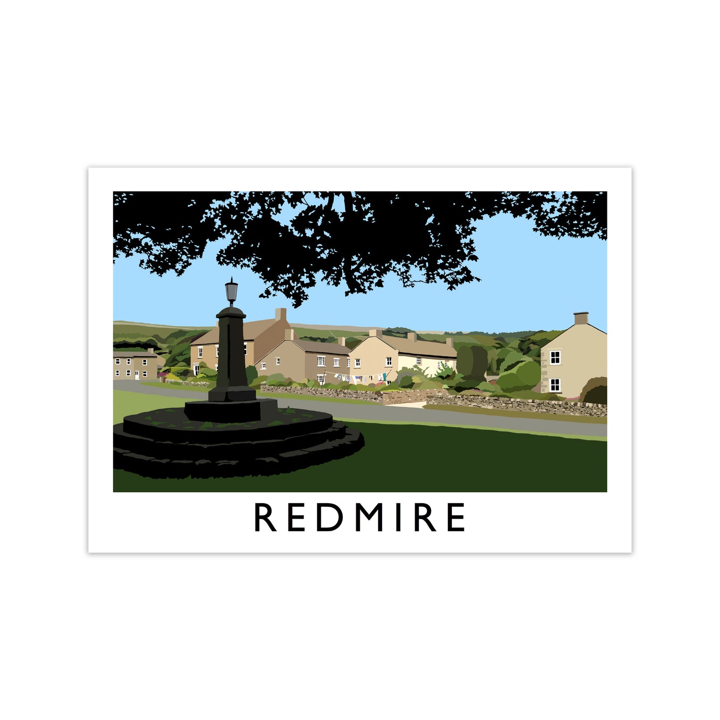 Redmire Travel Art Print by Richard O'Neill, Framed Wall Art