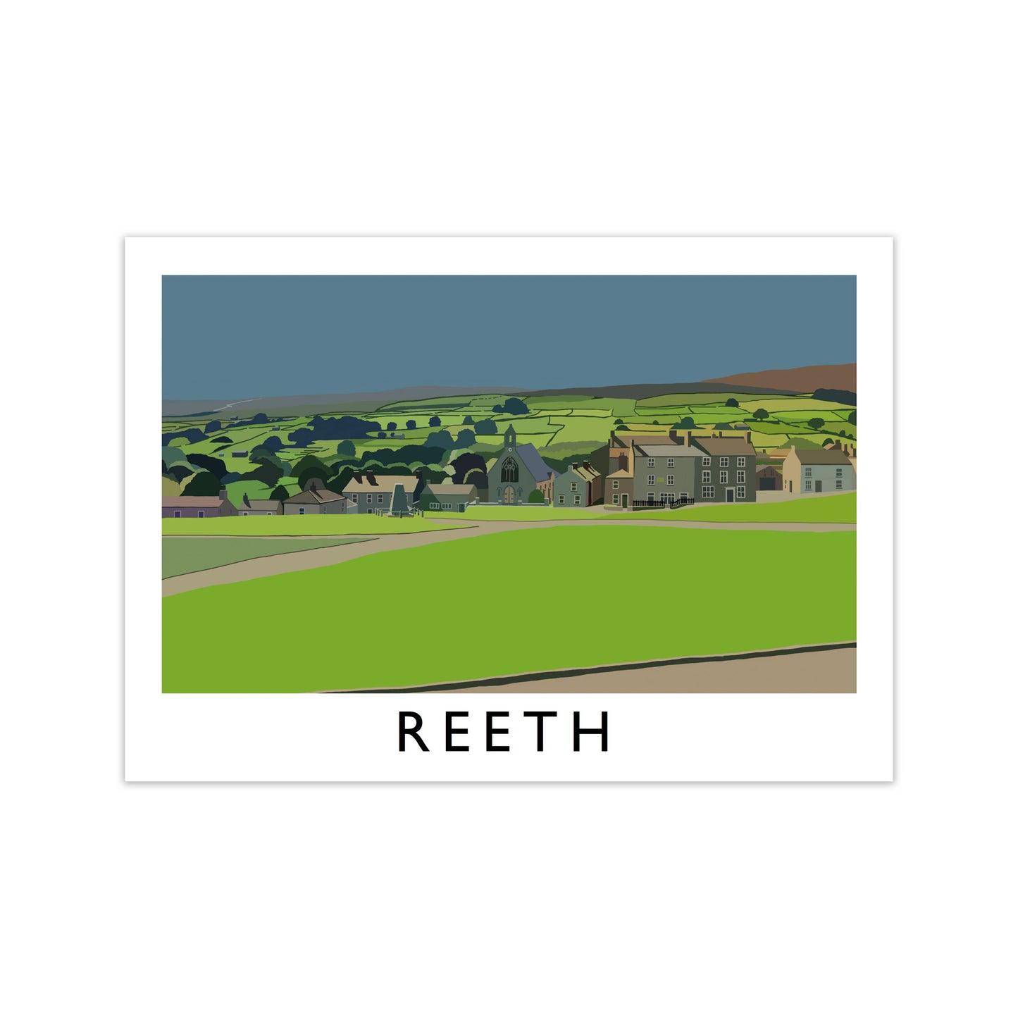 Reeth Travel Art Print by Richard O'Neill, Framed Wall Art