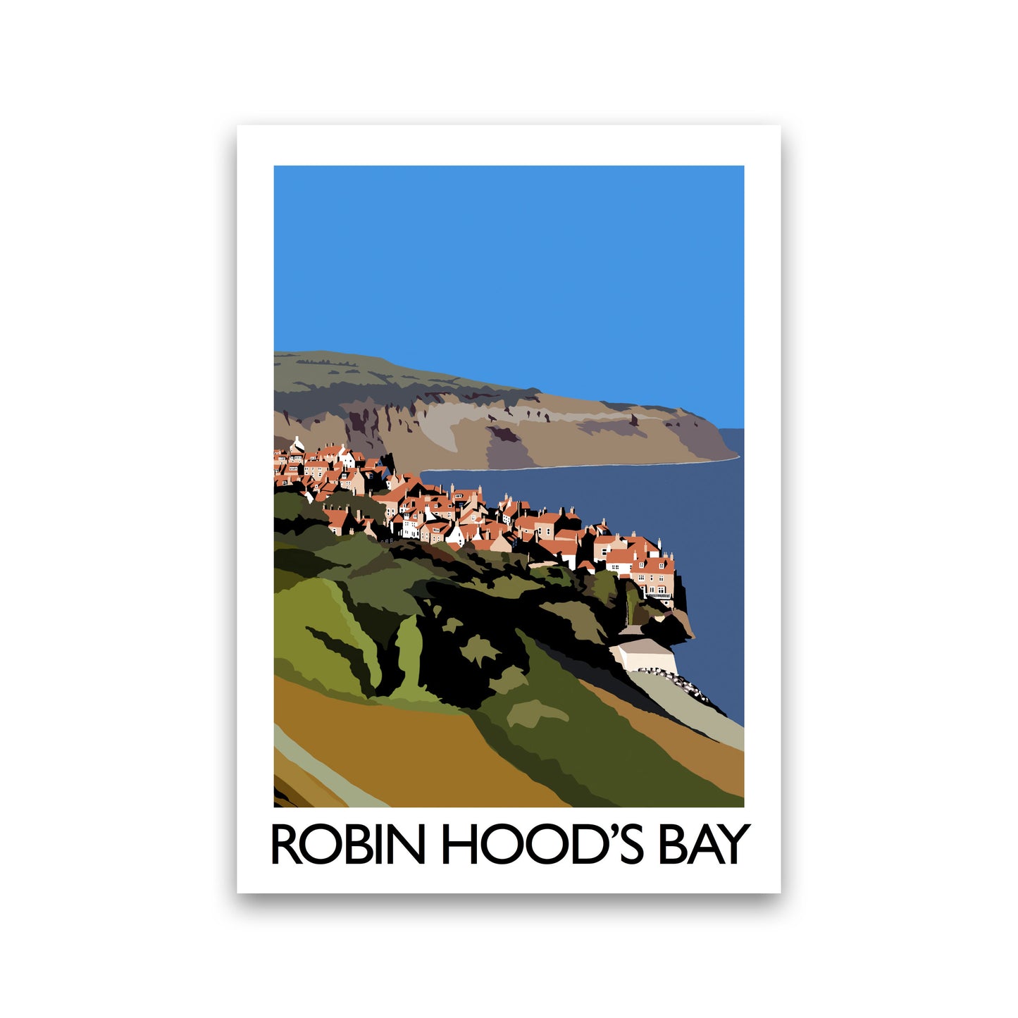 Robin Hood's Bay Portrait Travel Art Print by Richard O'Neill, Framed Wall Art