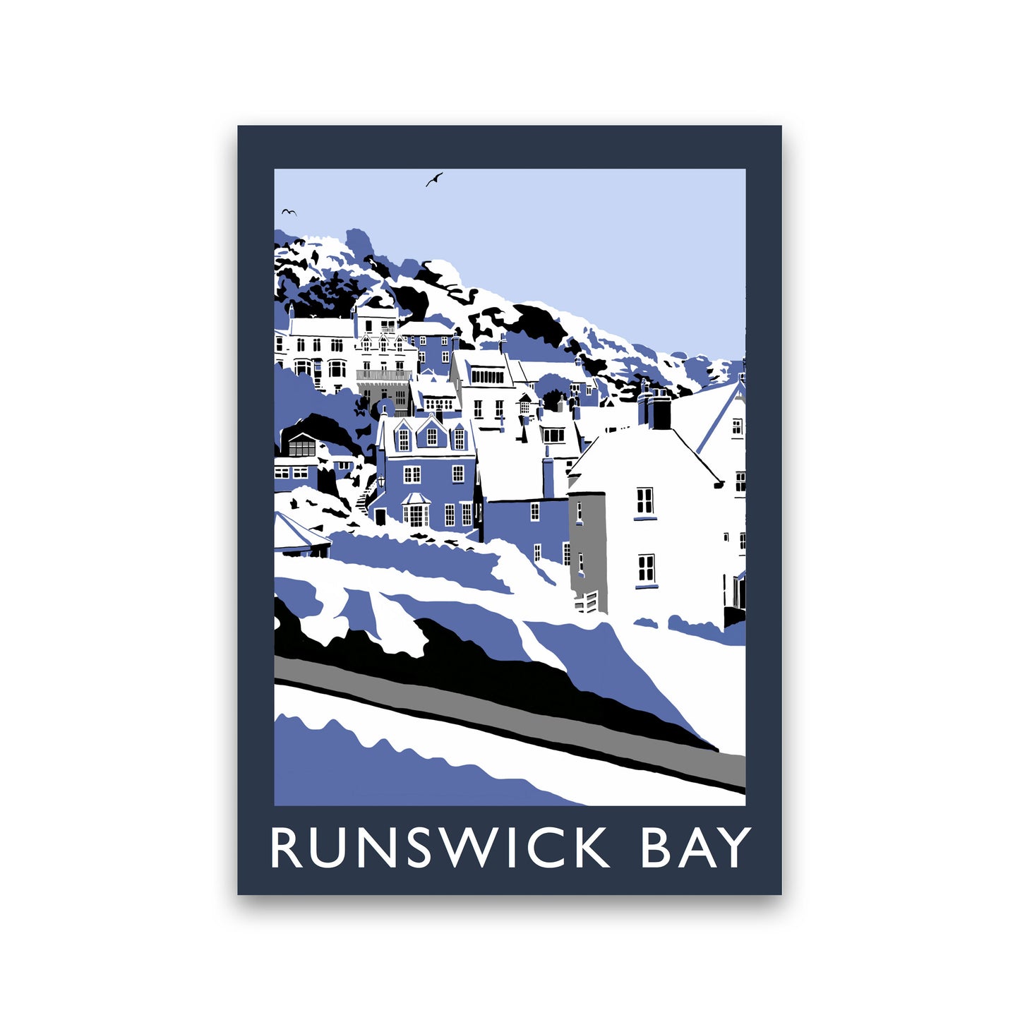 Runswick Bay Digital Art Print by Richard O'Neill, Framed Wall Art