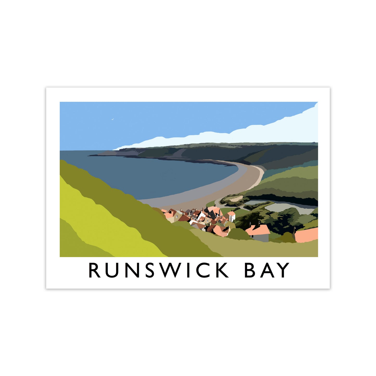 Runswick Bay Travel Art Print by Richard O'Neill, Framed Wall Art