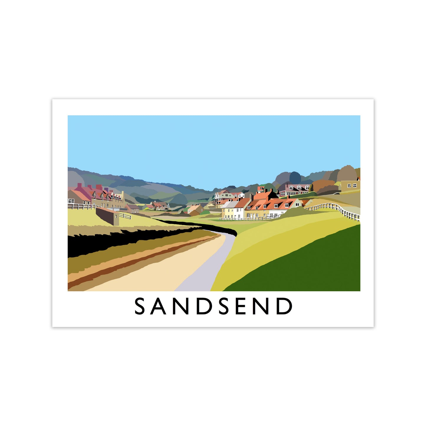 Sandsend Travel Art Print by Richard O'Neill, Framed Wall Art